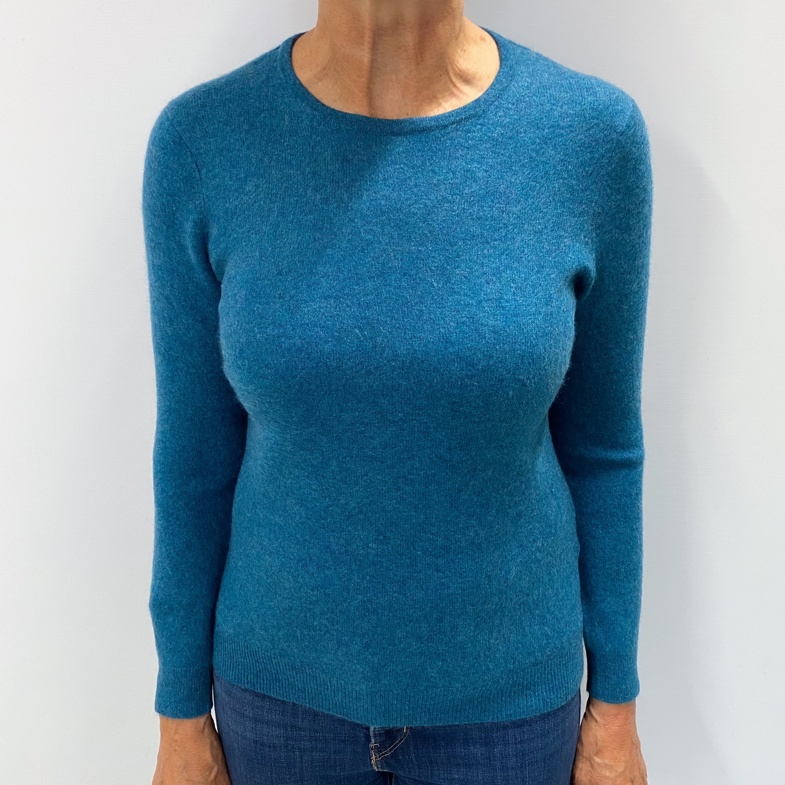 Pacific Blue Cashmere Crew Neck Jumper Medium