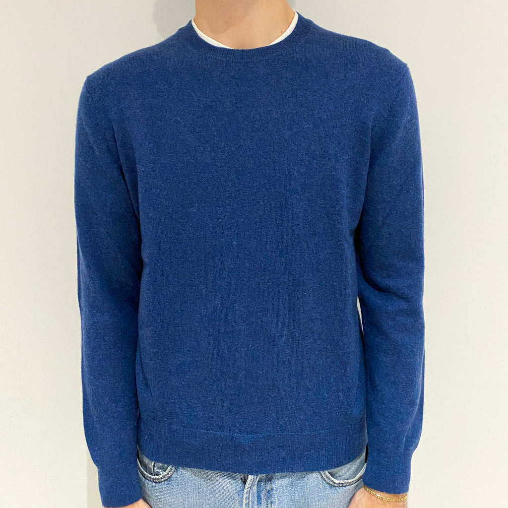 Men's Airforce Blue Cashmere Crew Neck Jumper Large