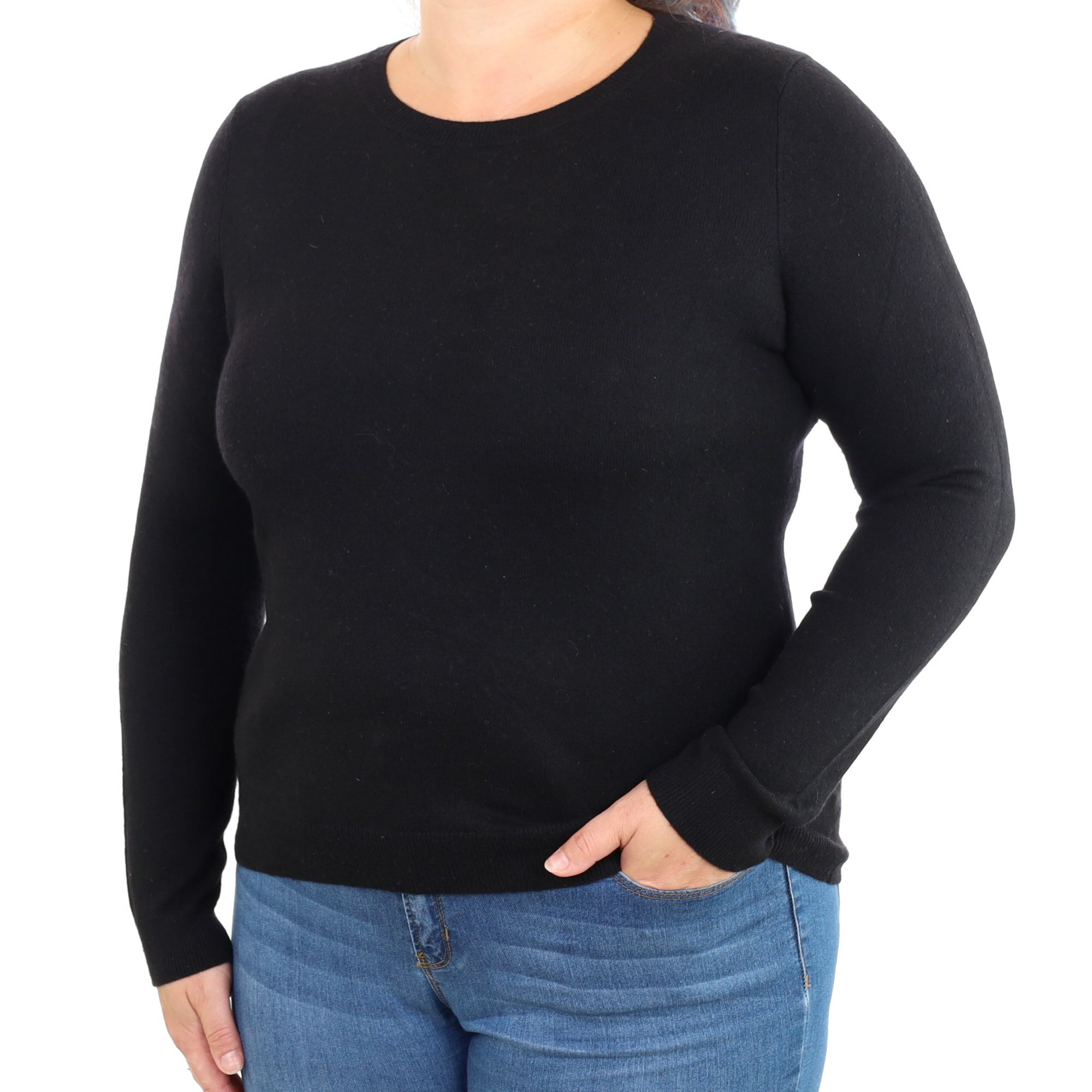 Black Cashmere Crew Neck Jumper Large