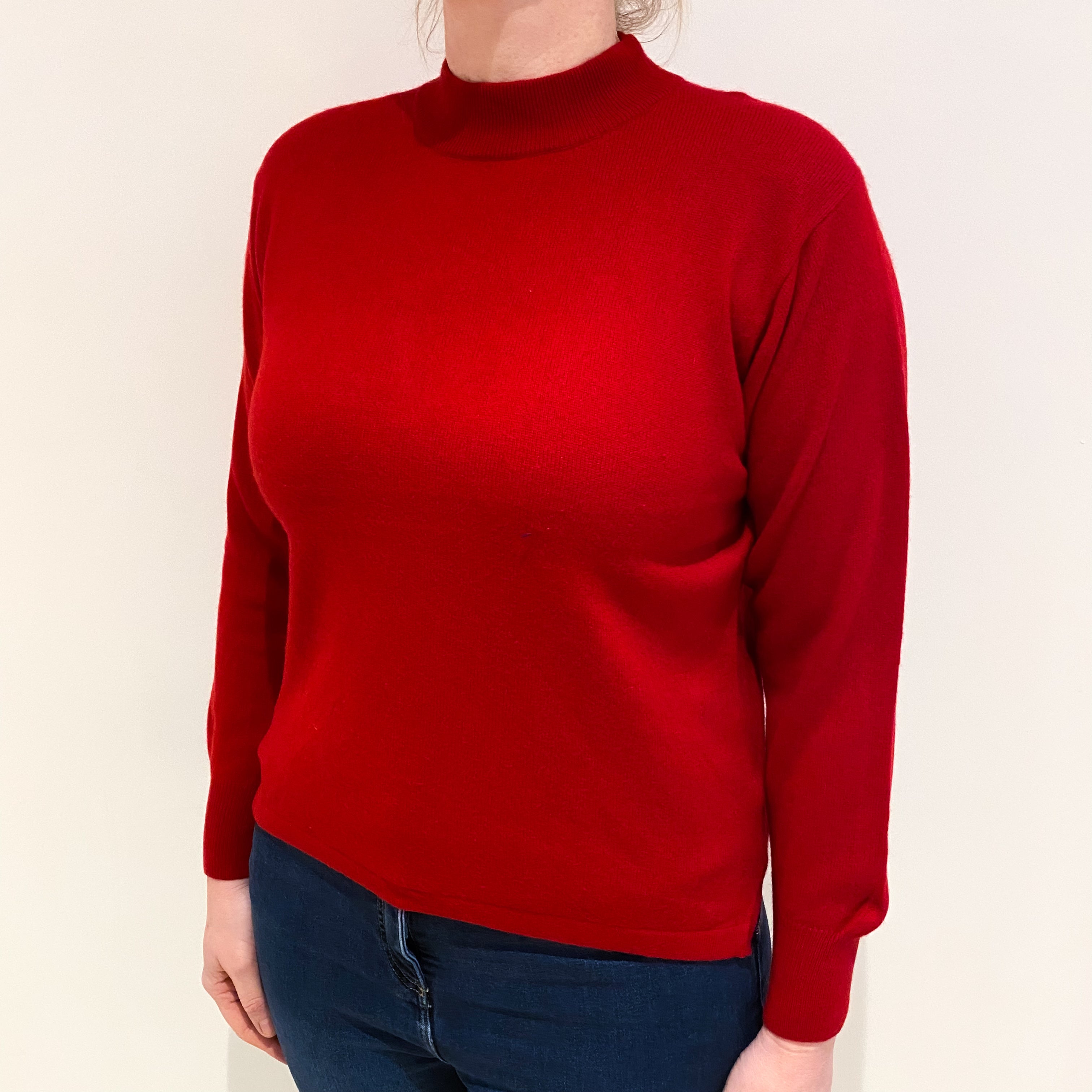 Postbox Red Cashmere Turtle Neck Jumper Large