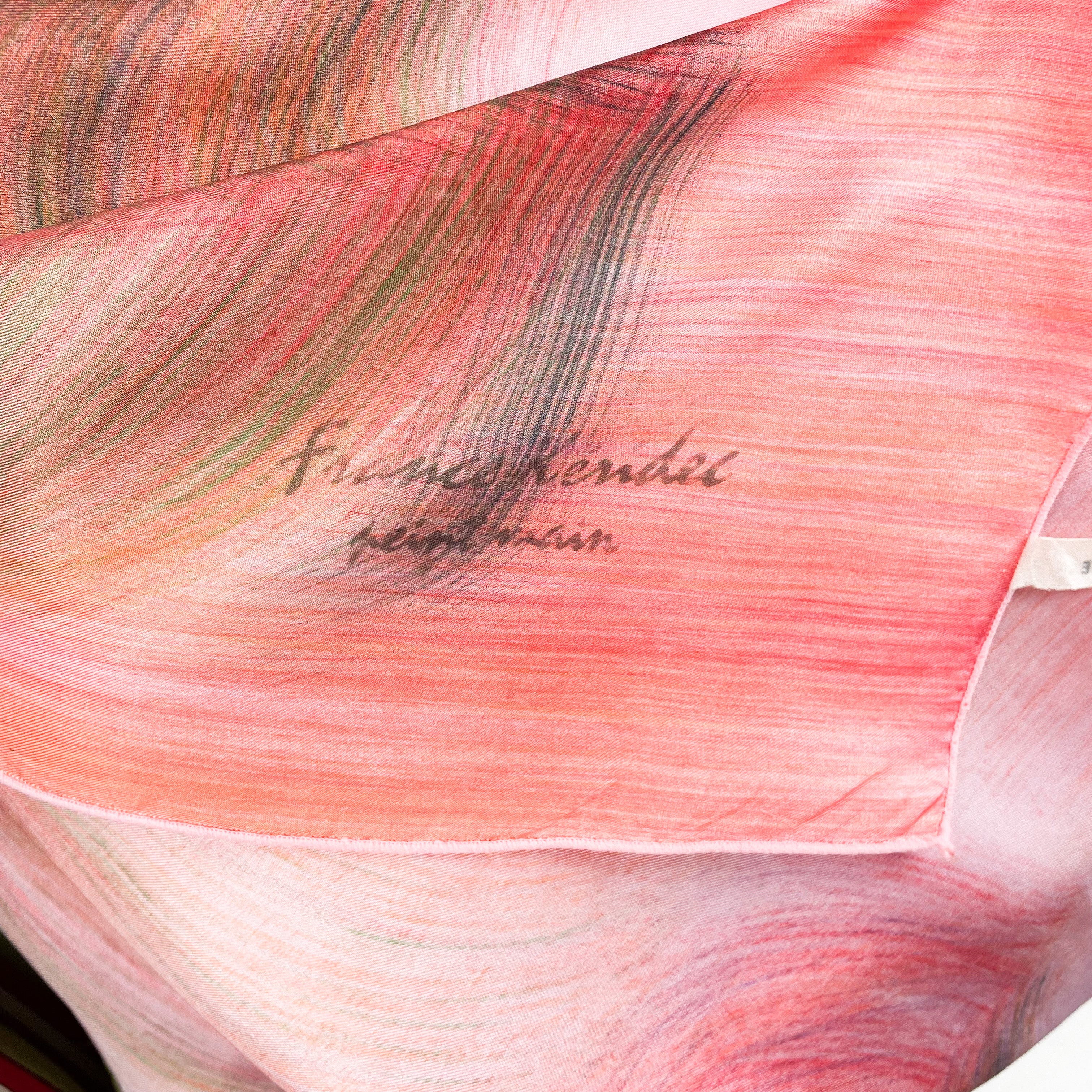 Pretty Abstract French Vintage Silk Scarf
