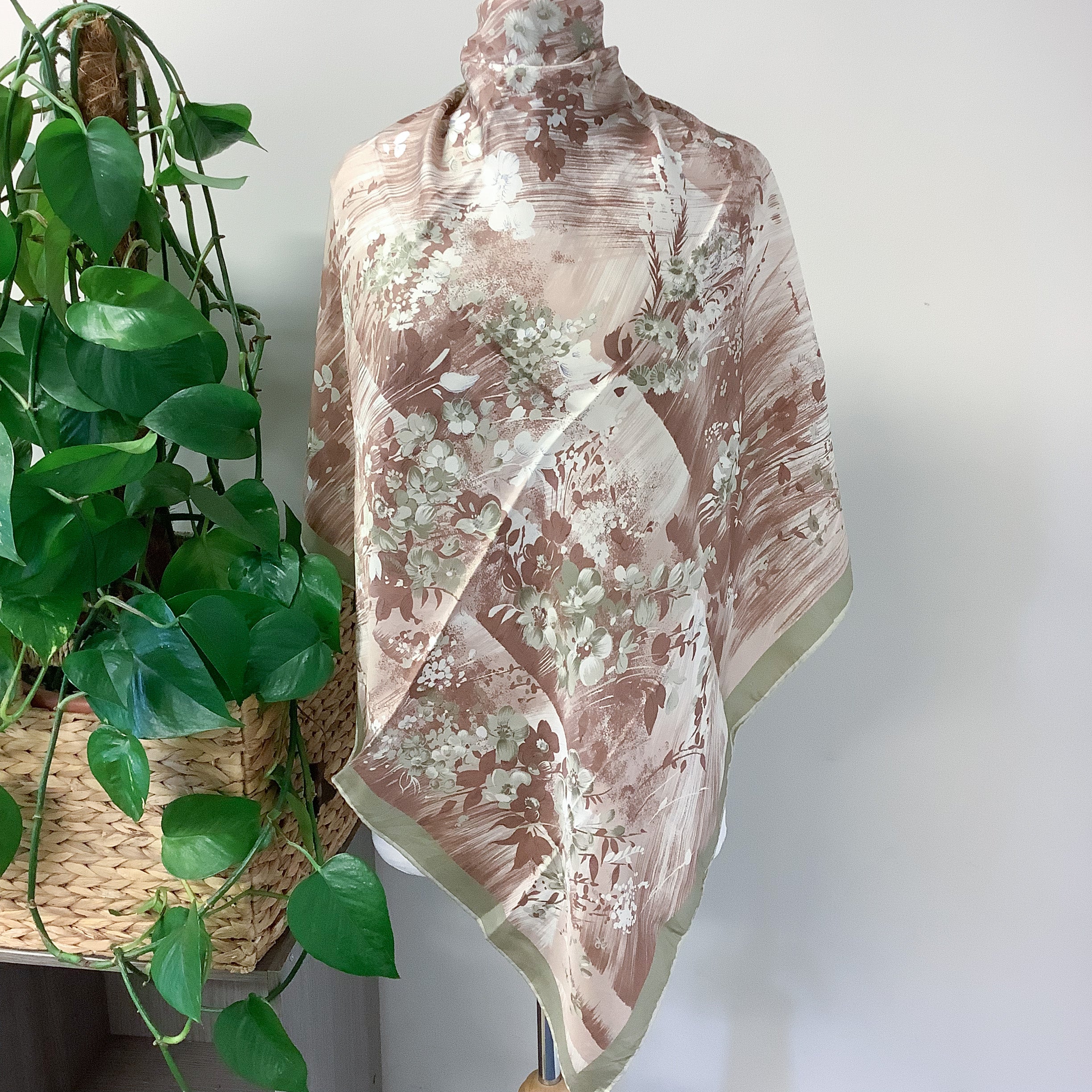 1960’s Muted Floral Vintage Silk Scarf
