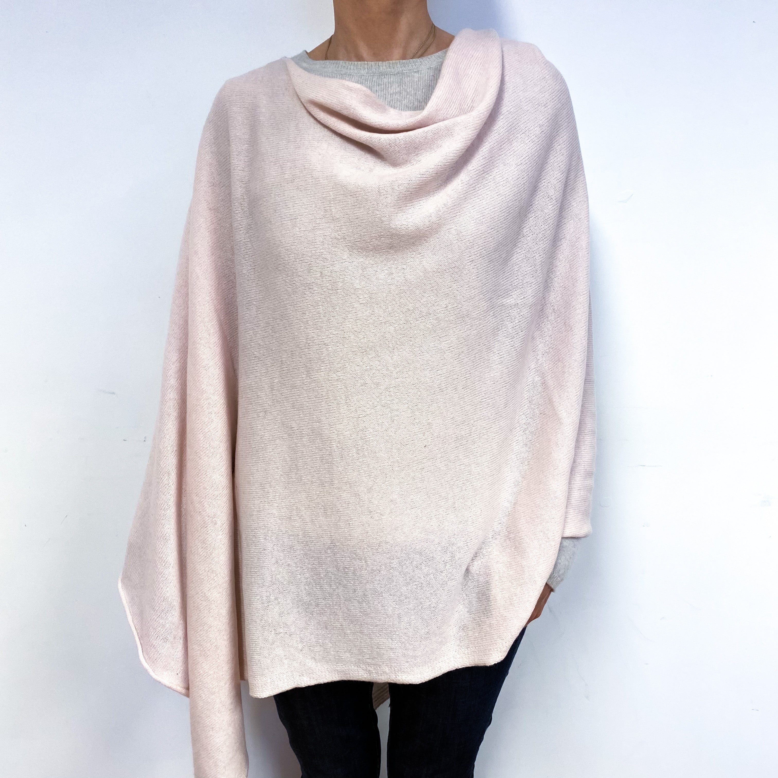 Palest Pink Cashmere Poncho One Size