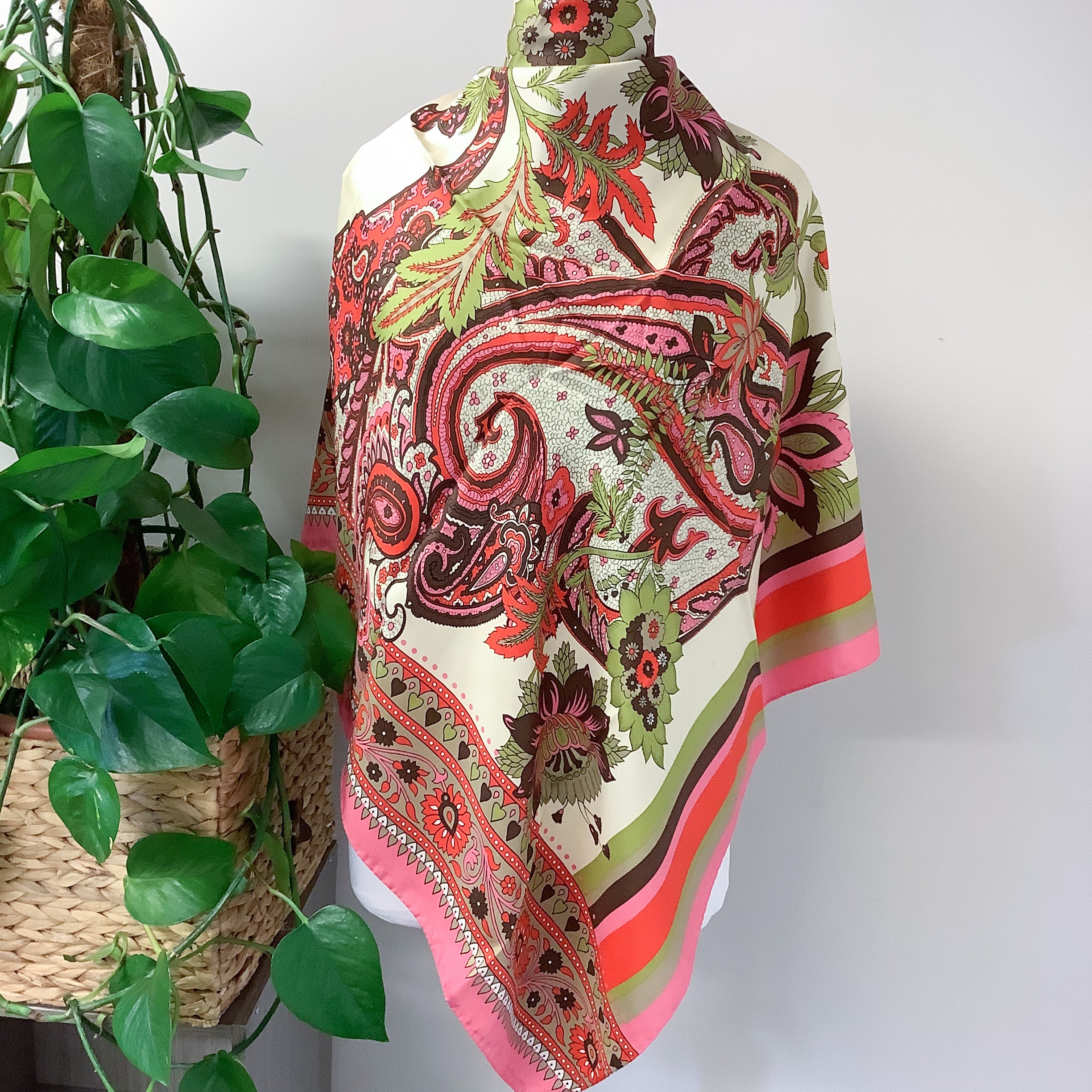 Large Italian Floral Silk Scarf