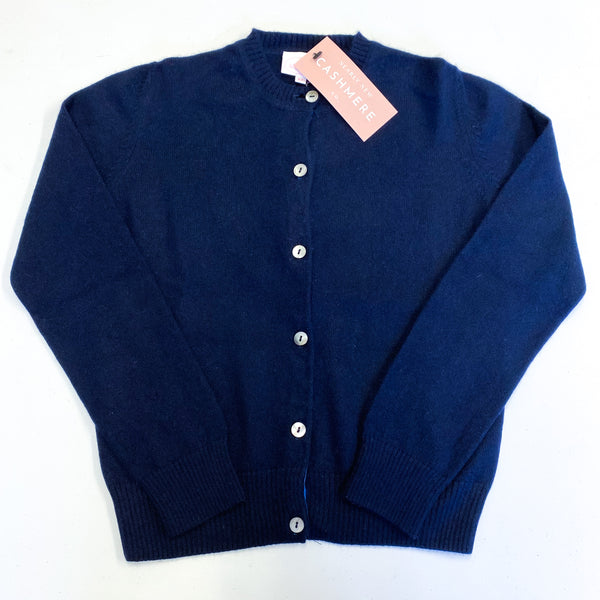 Children’s Dark Navy Blue Cashmere Crew Neck Cardigan Age 8