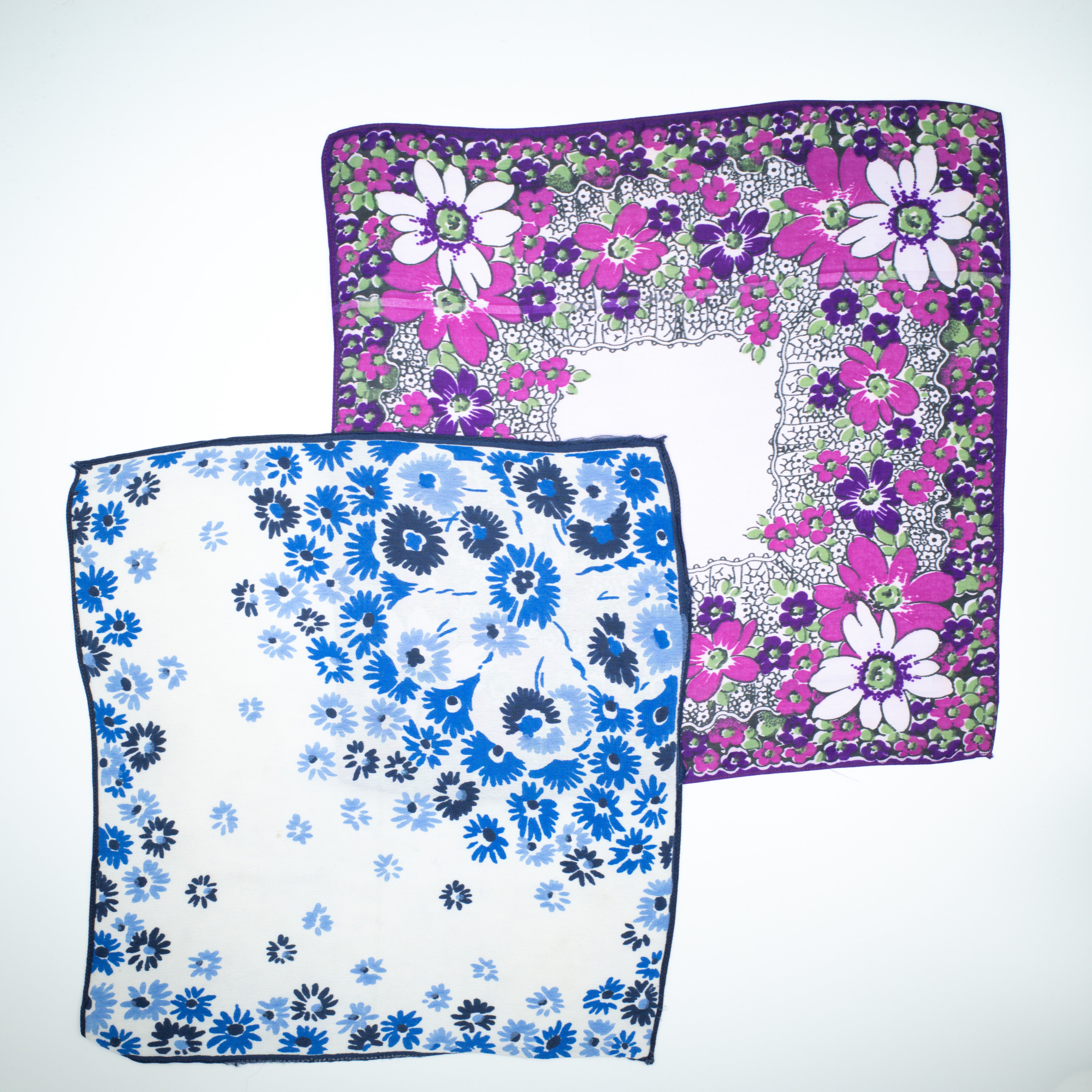 Pair of Small Vintage Silky Hankies