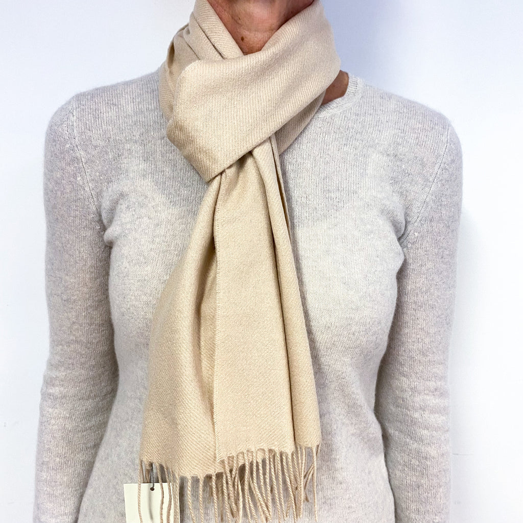 Brand New Scottish Woven Cashmere Scarf Warm Cream