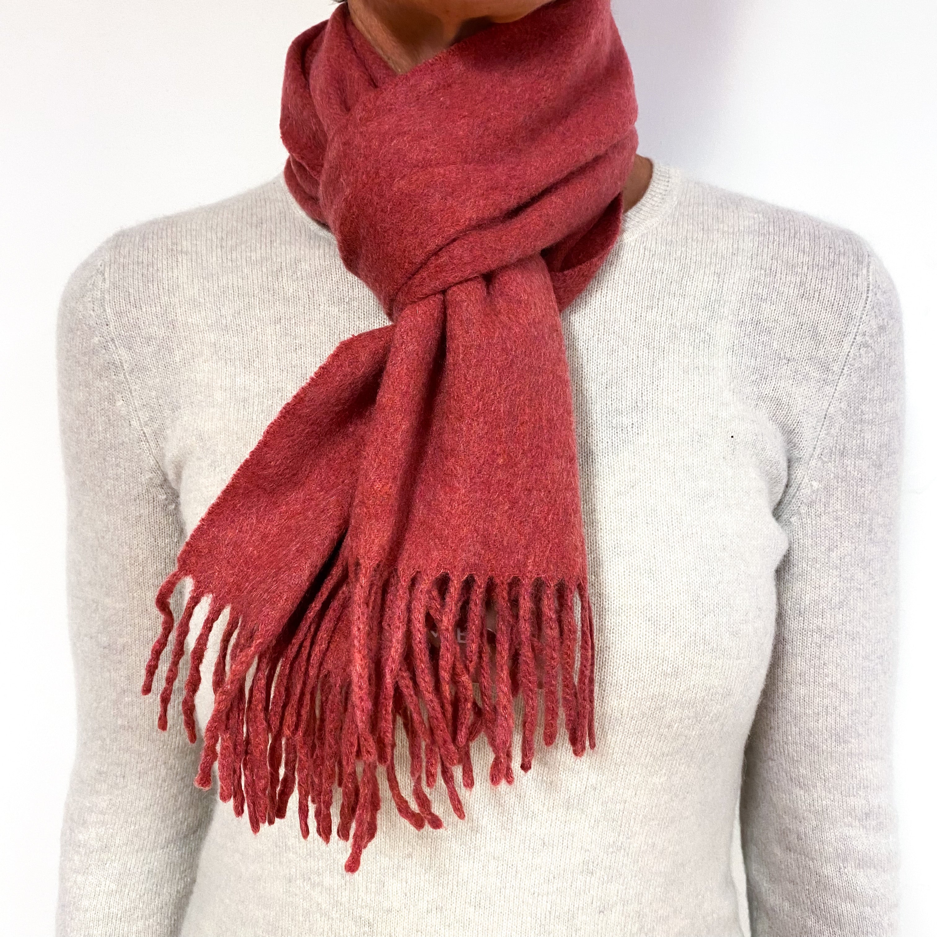Crushed Strawberry Red Cashmere Scarf