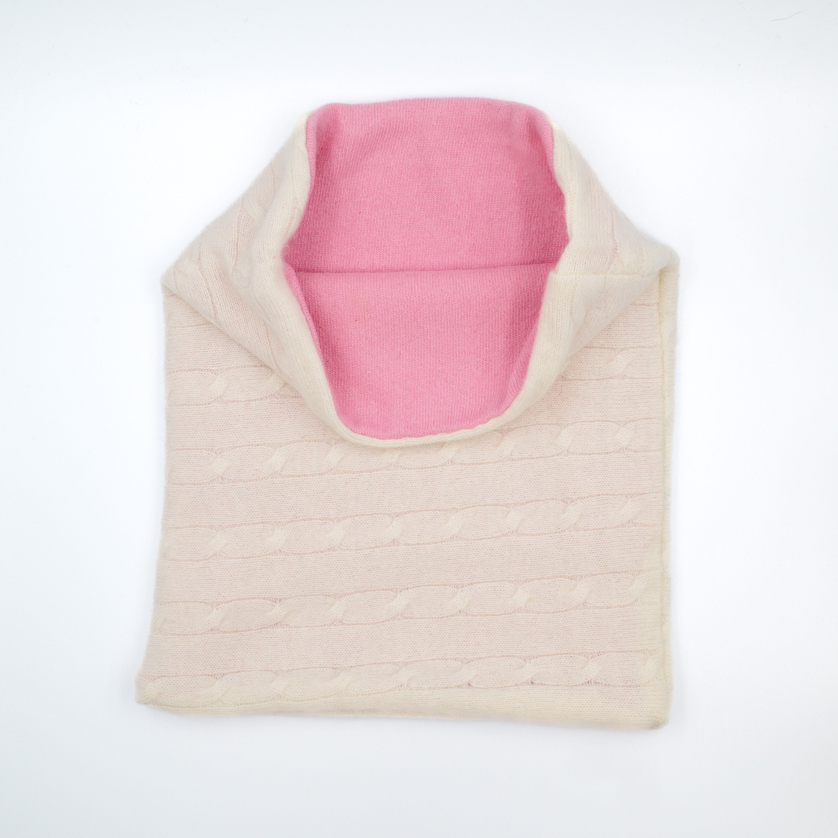 Cream Cable and Pink Luxury Double Layered Snood