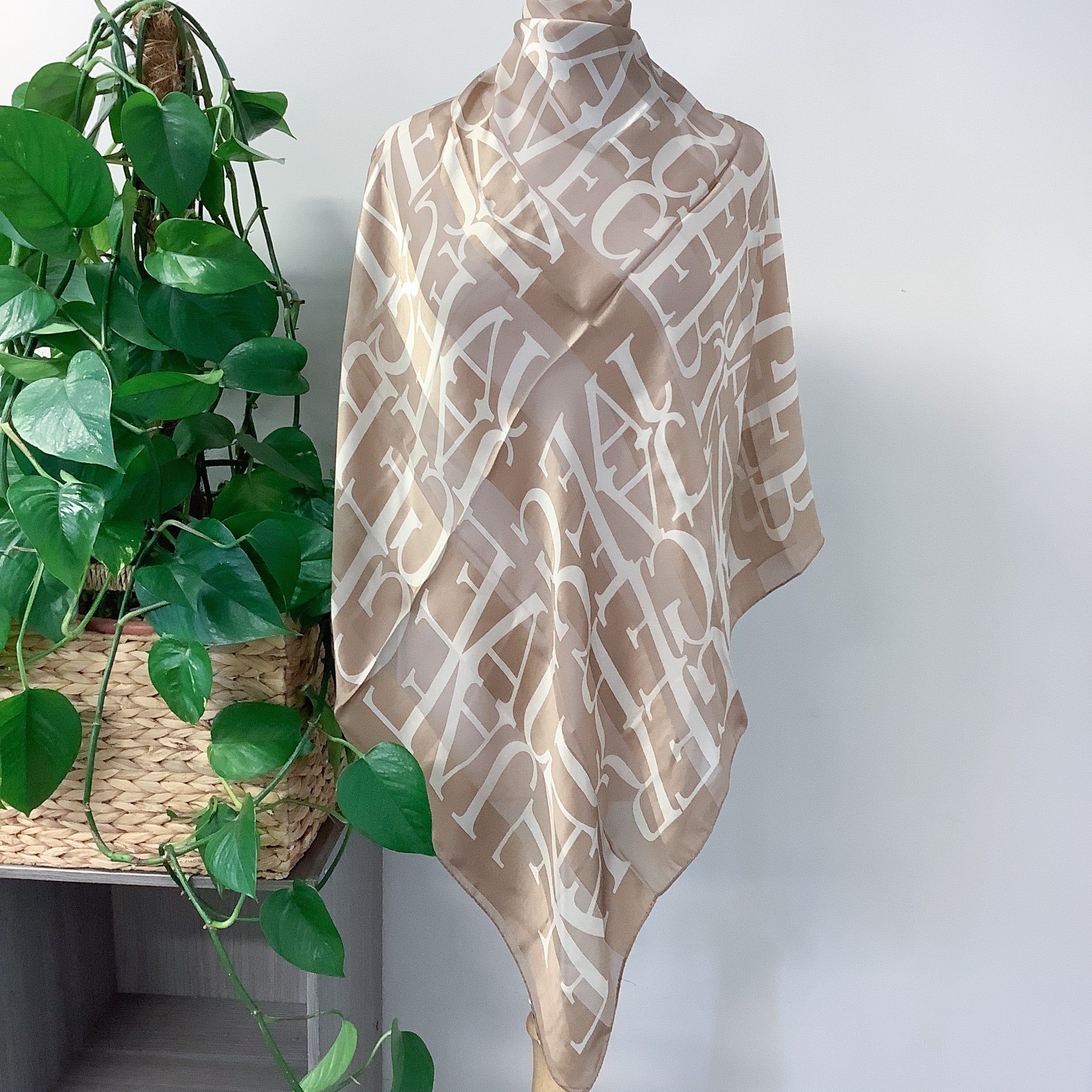 Jaeger Neutral Colours Vintage Silk Scarf