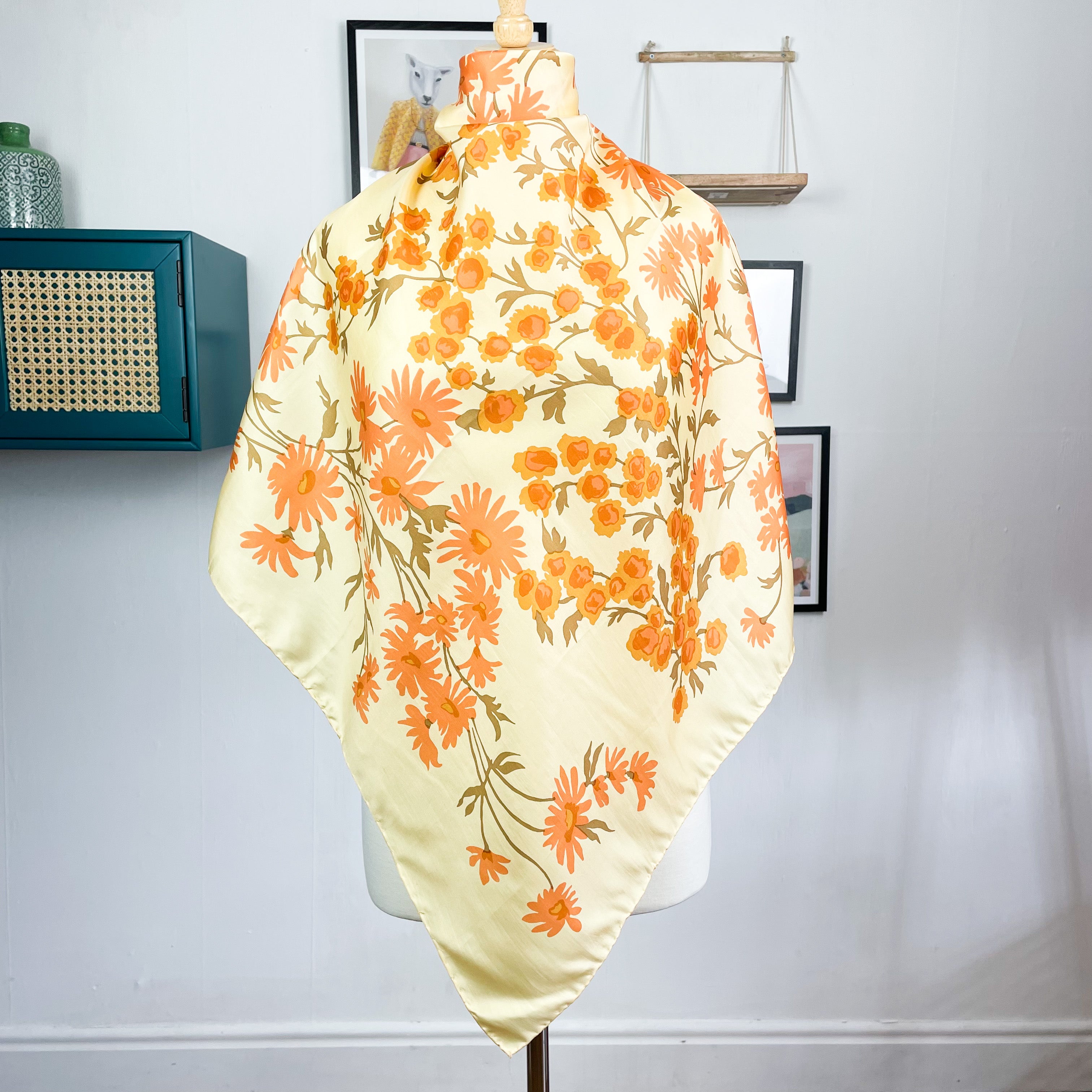 1960s Floral Jacqmar Vintage Silk Scarf