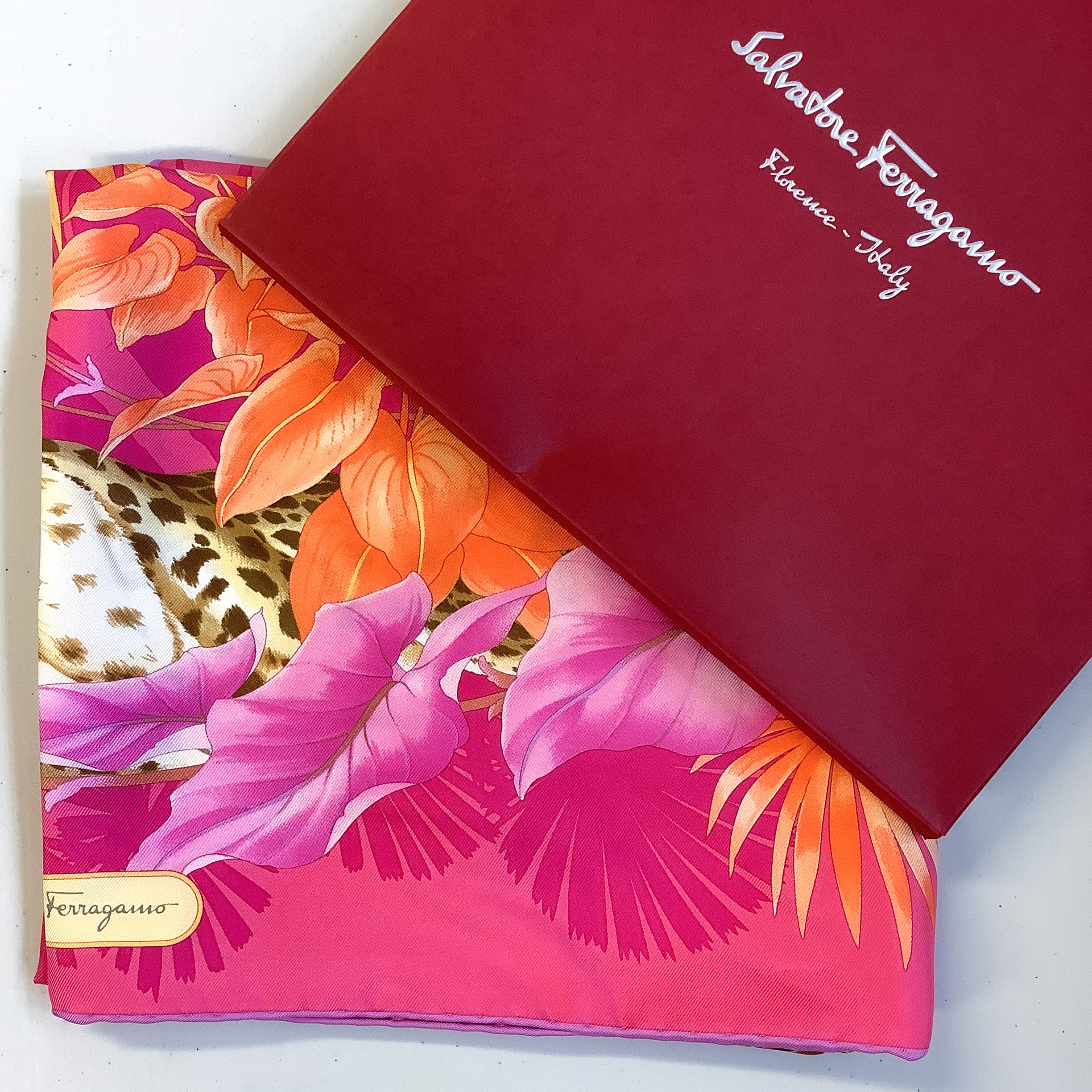Salvatore Ferragamo Floral Designer Silk Scarf