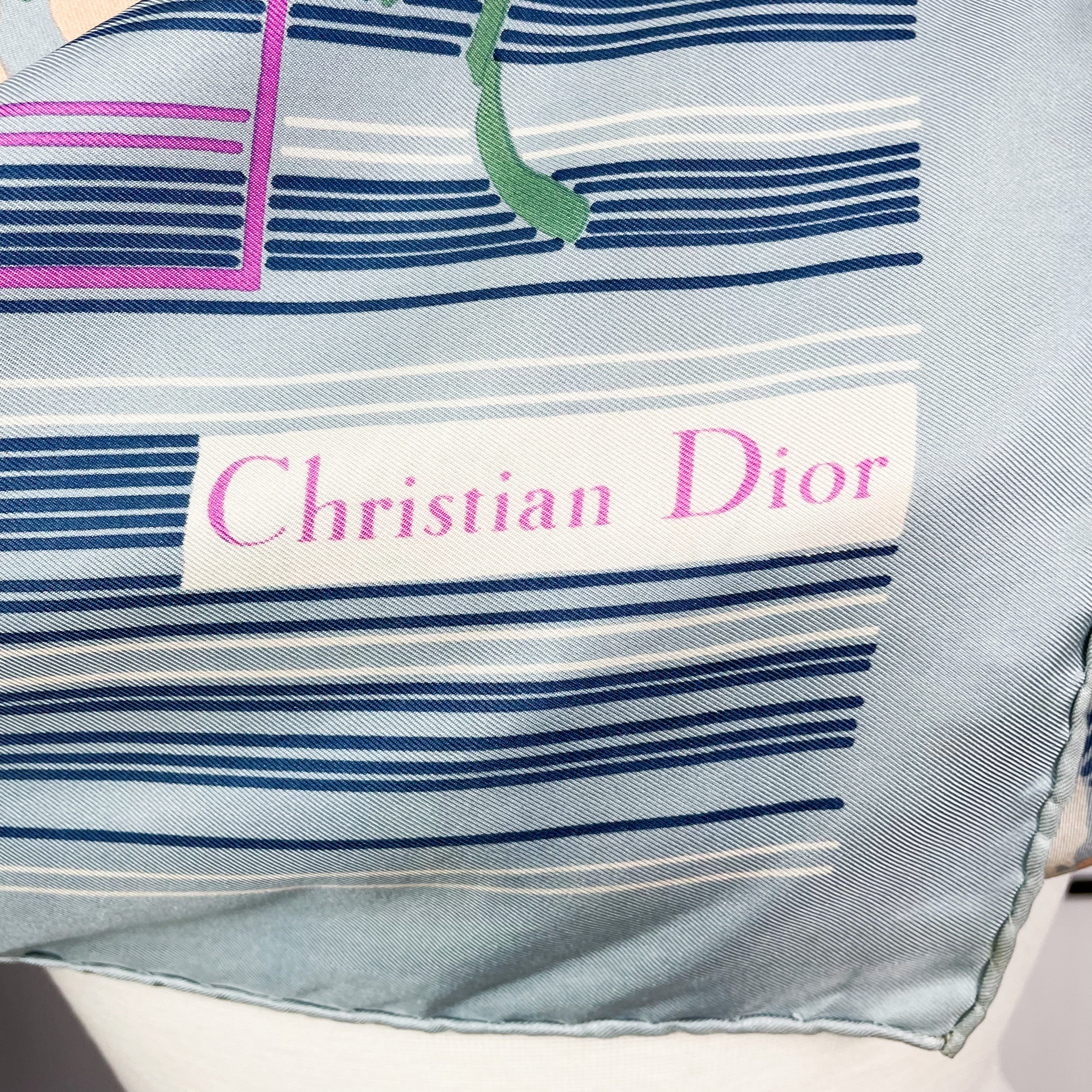 Christian Dior Designer Abstract Floral Vintage Silk Scarf
