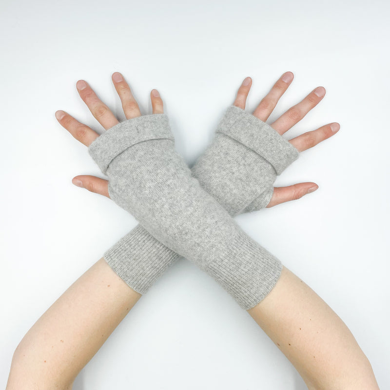 Pale Grey Fingerless Gloves