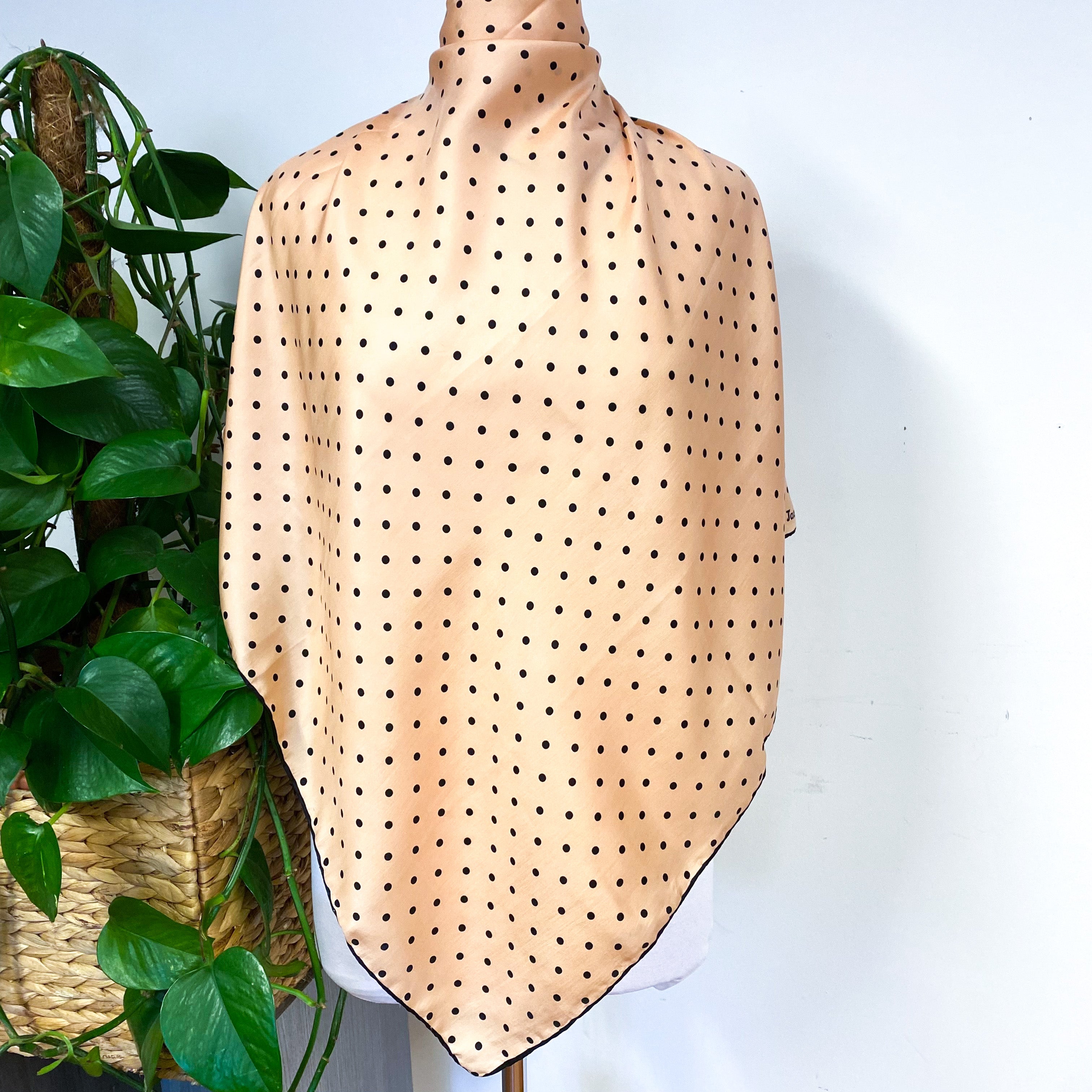1970s Oyster Pink Spotty Jacqmar Vintage Silk Scarf