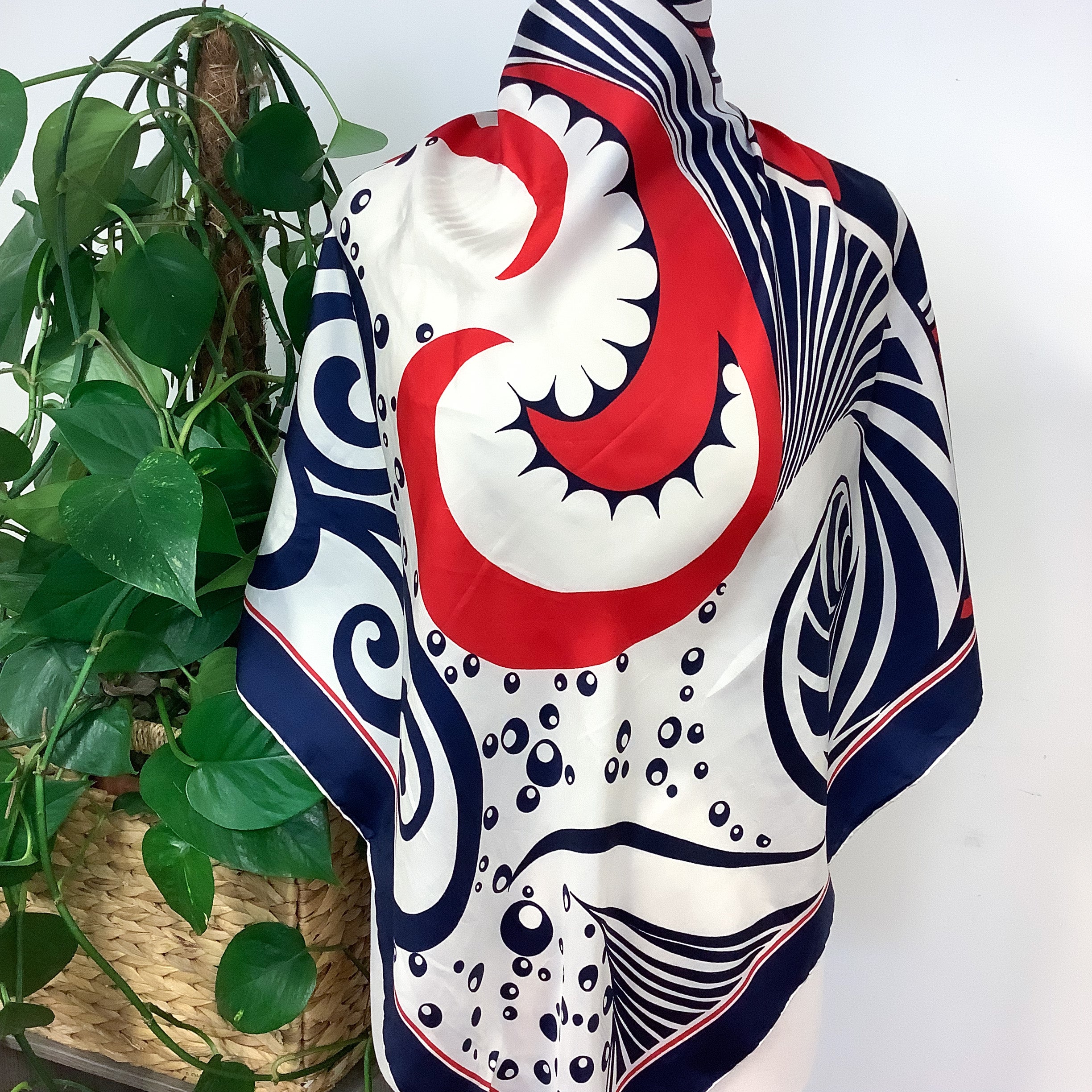 1970s Abstract Vintage Silk Scarf