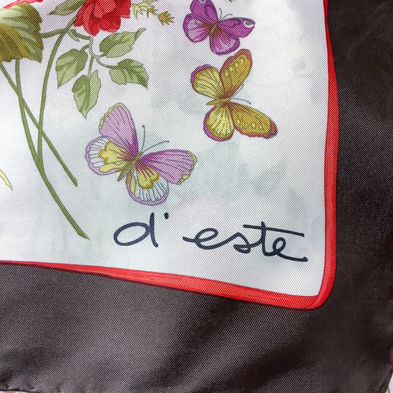 D’Este Floral Italian Vintage Silk Scarf