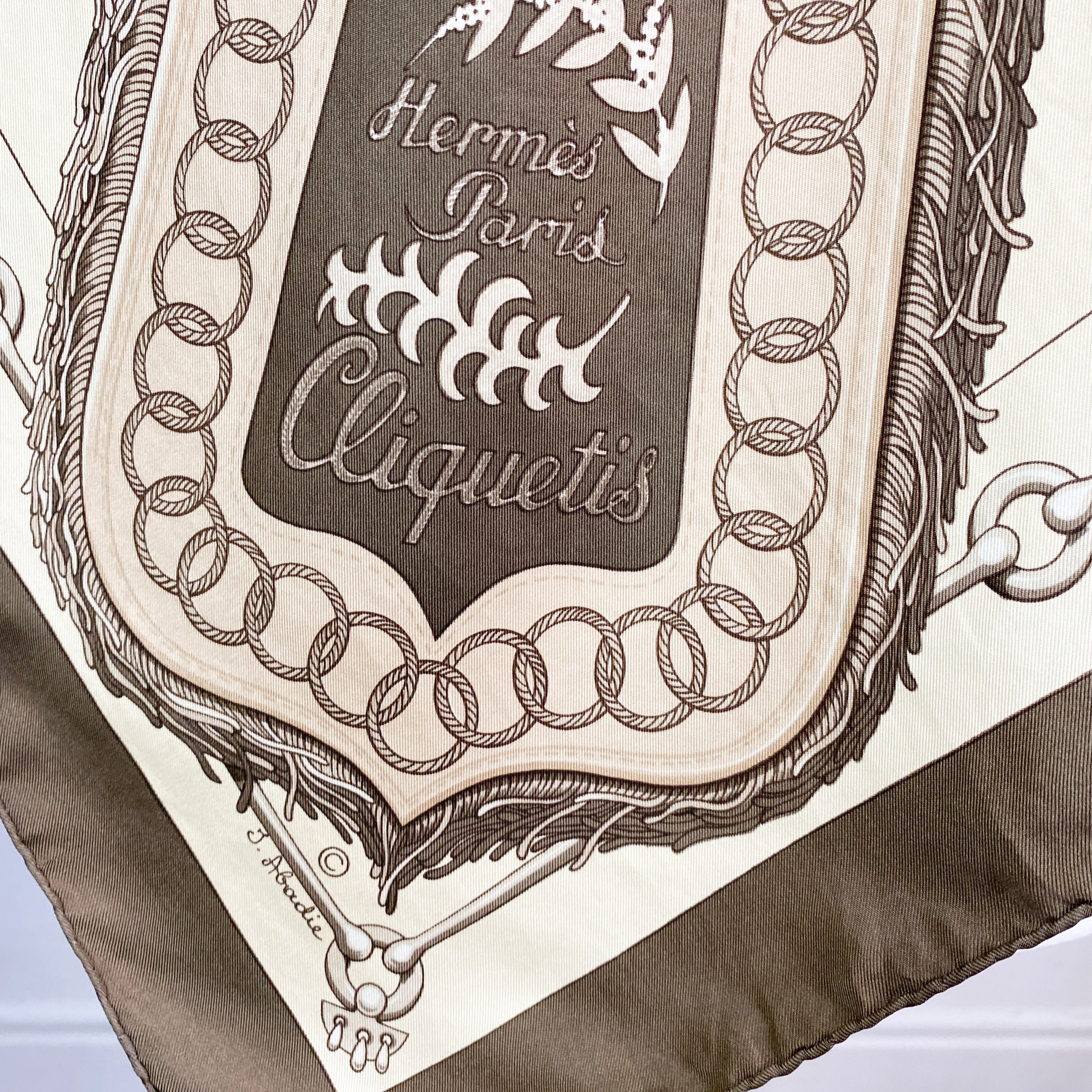 Boxed Hermes Cliquetis 1972 Vintage Silk Scarf