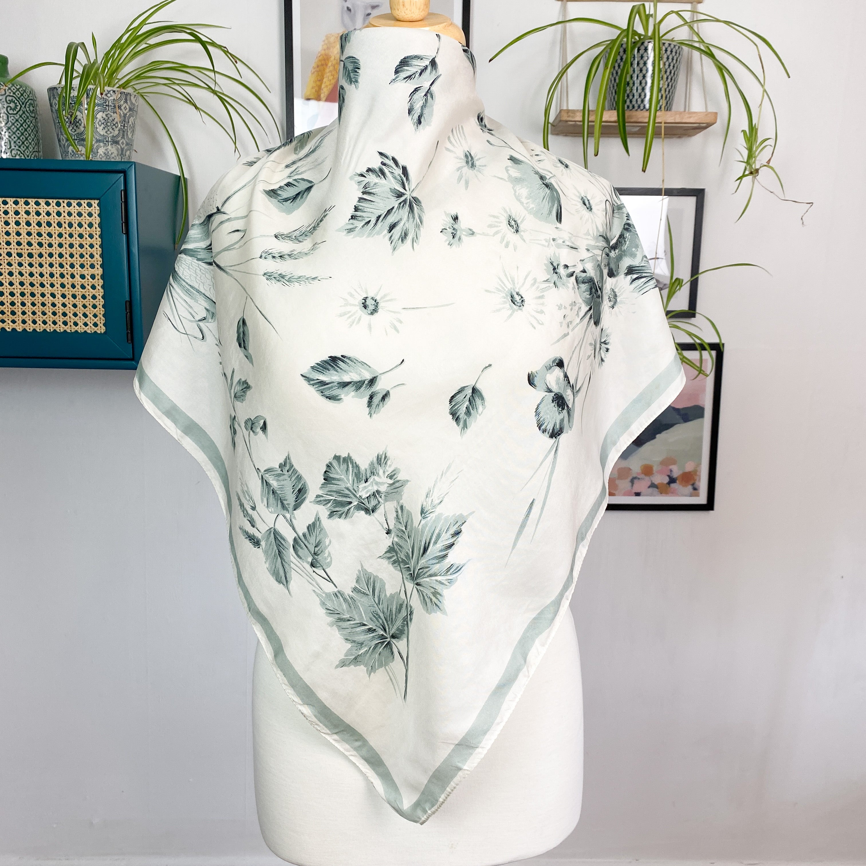 Small Floral Vintage Silk Scarf