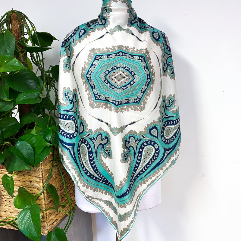 1970s Richard Allan Paisley Vintage Silk Scarf
