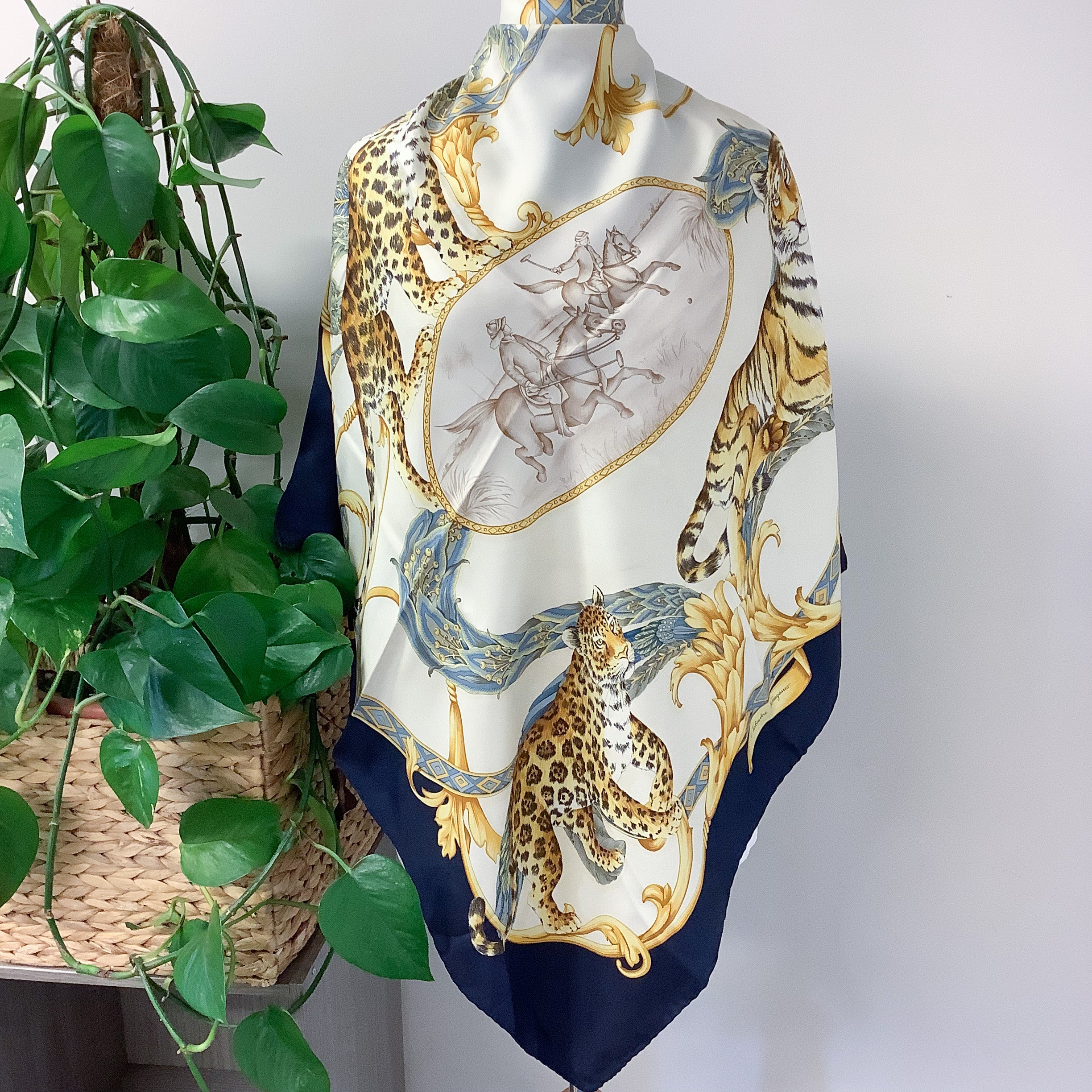 Salvatore Ferragamo Safari Design Vintage Silk Scarf
