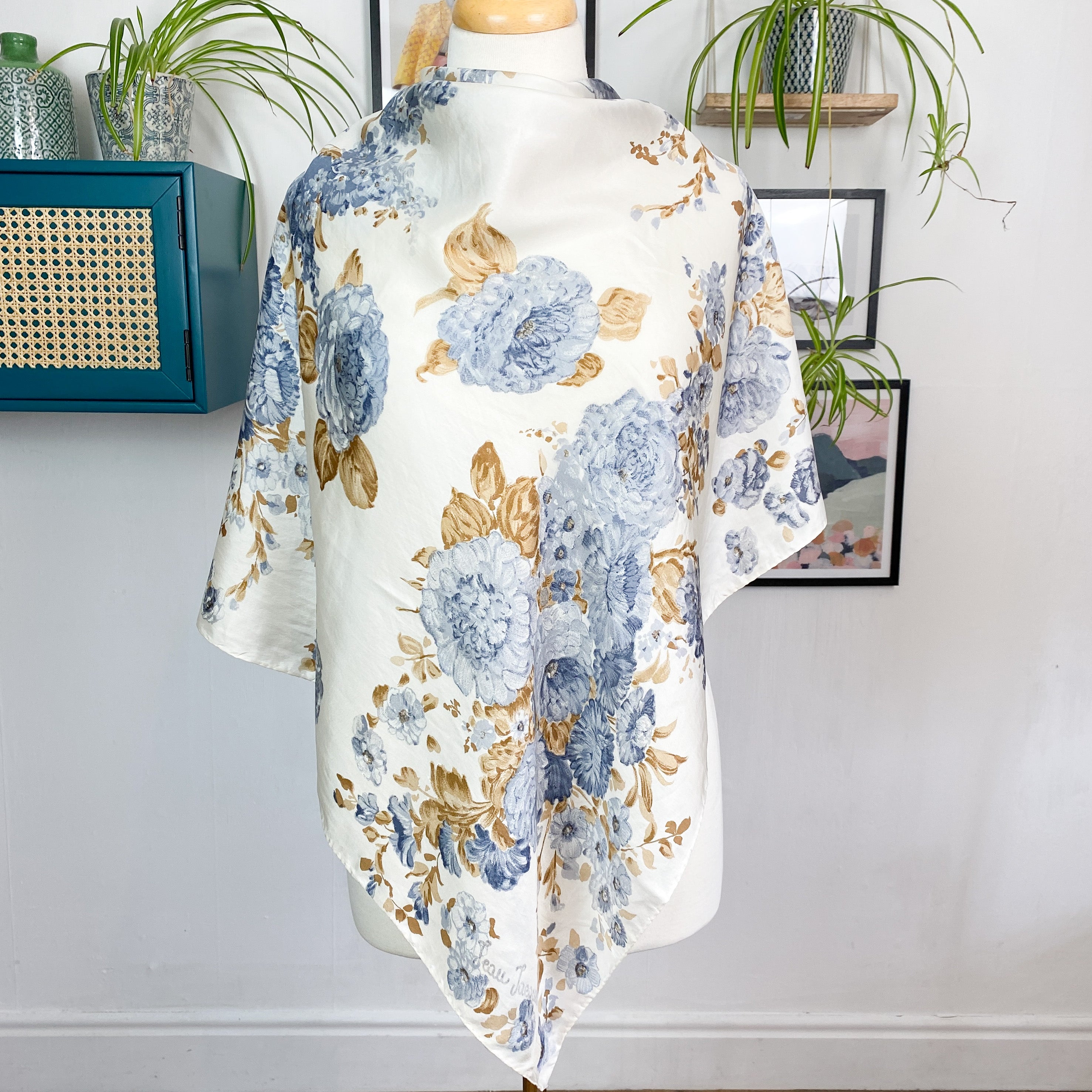 1970s Jean Jacques Floral Vintage Silk Scarf