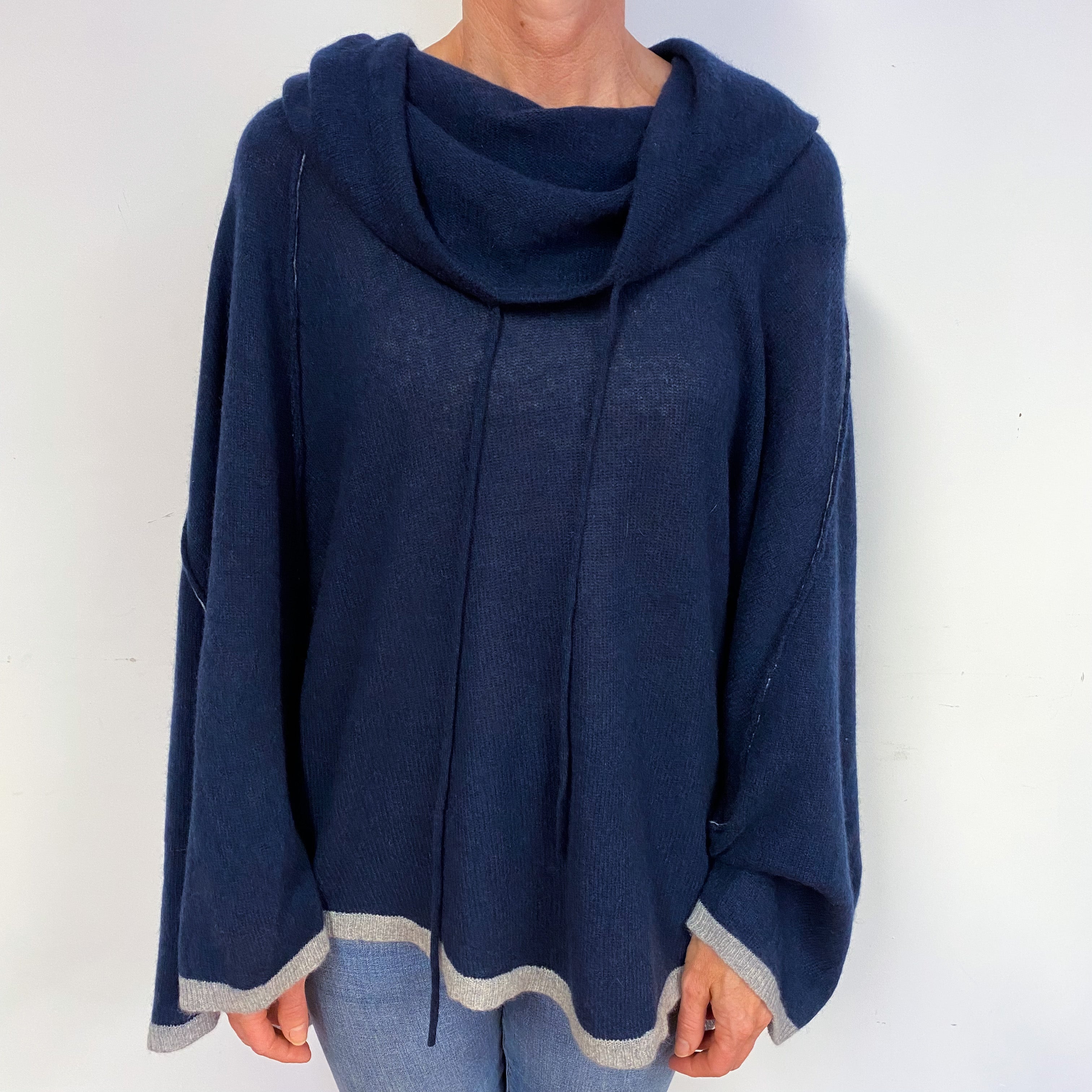 Navy Poncho Style Jumper One Size