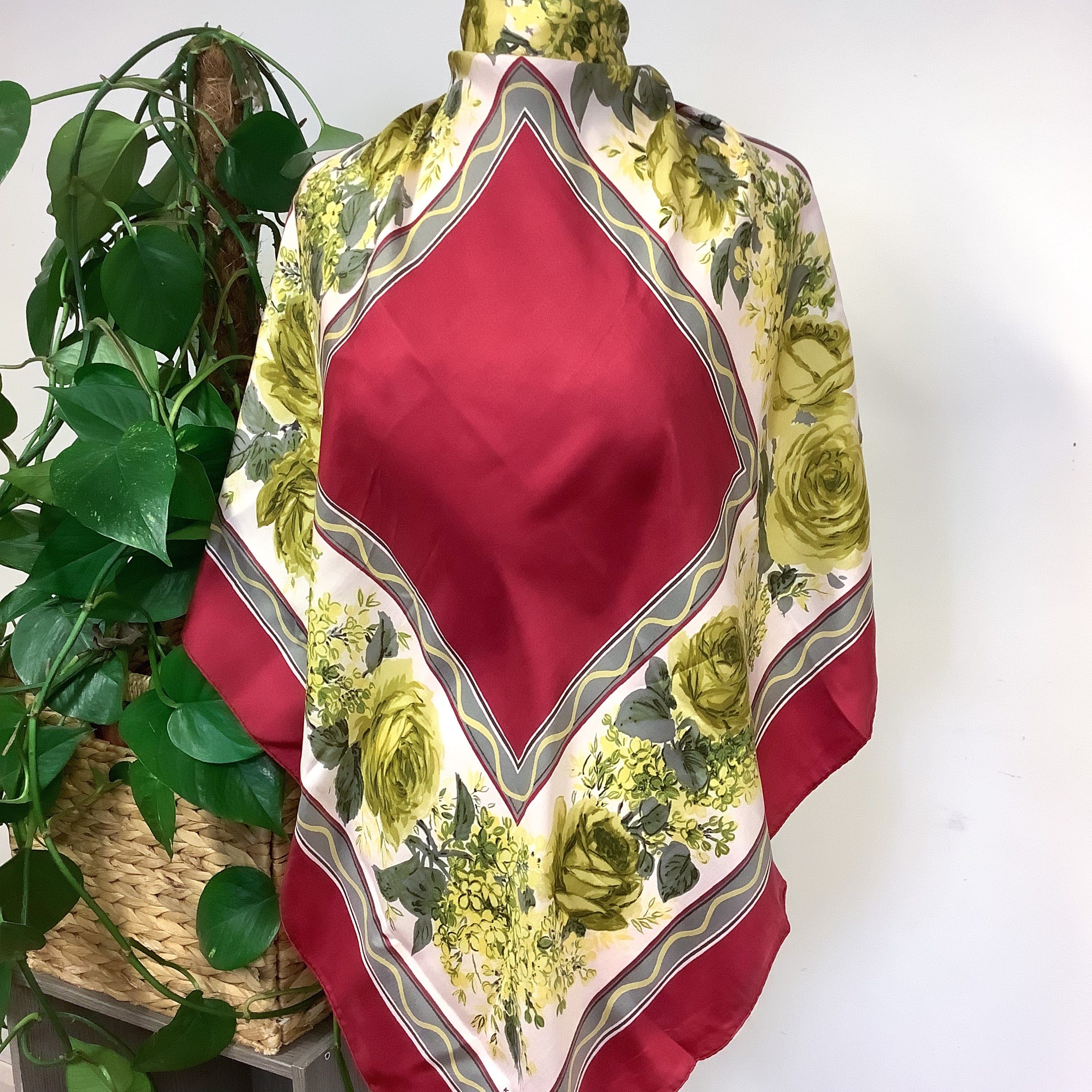1970s Lightweight Floral Vintage Silk Scarf