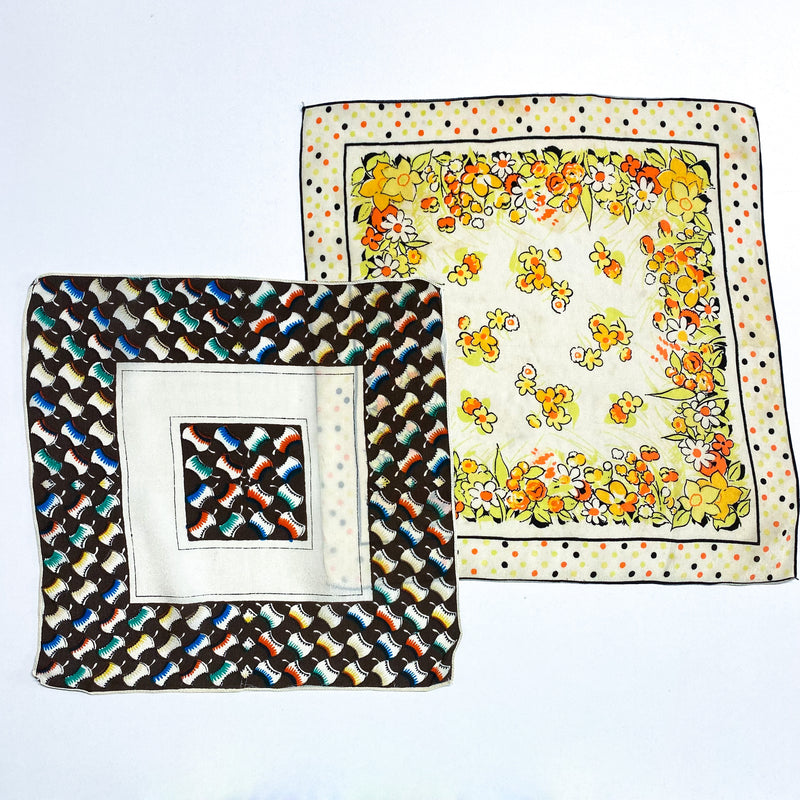 Pair of Small Vintage Silky Hankies
