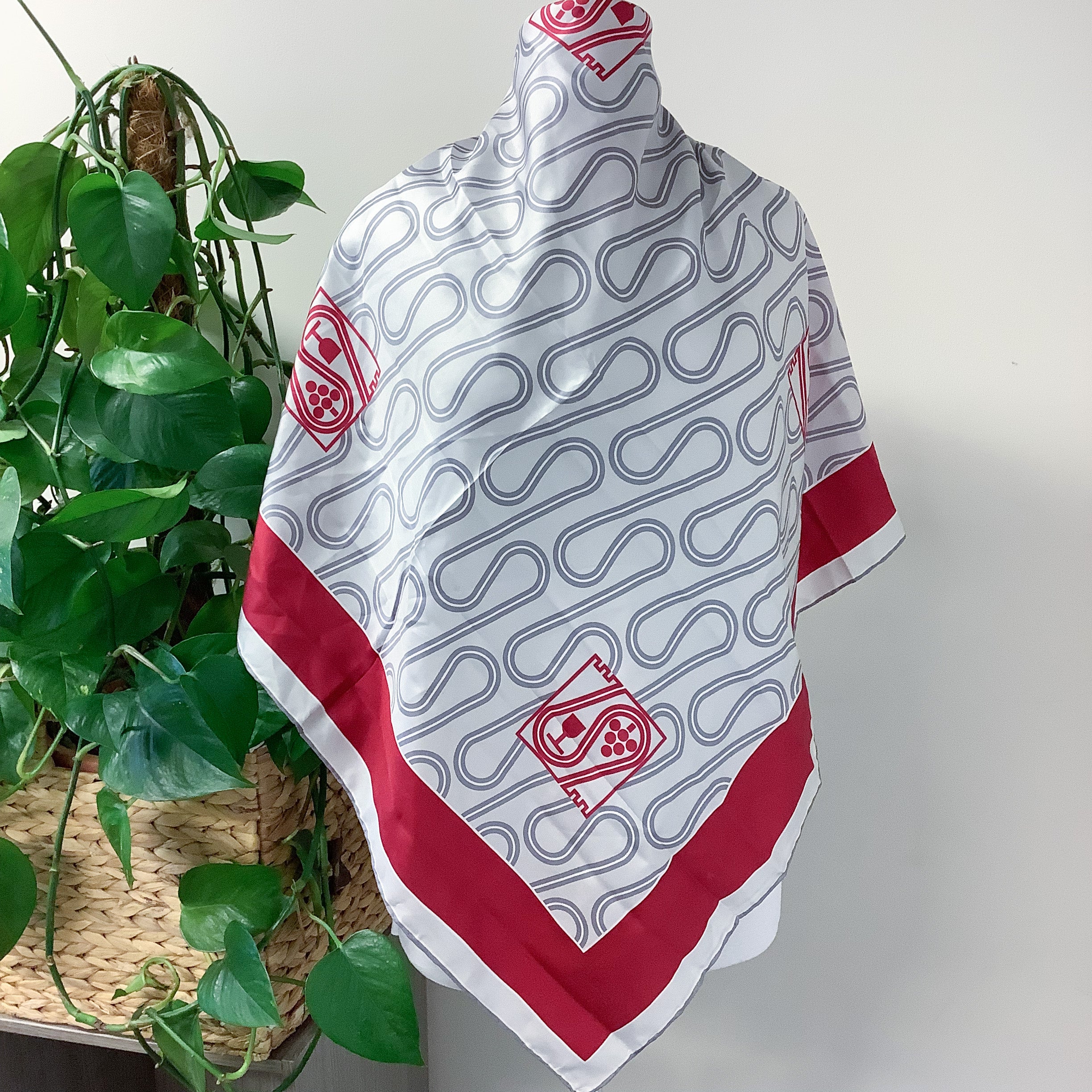 Italian Geometric Design Silk Scarf