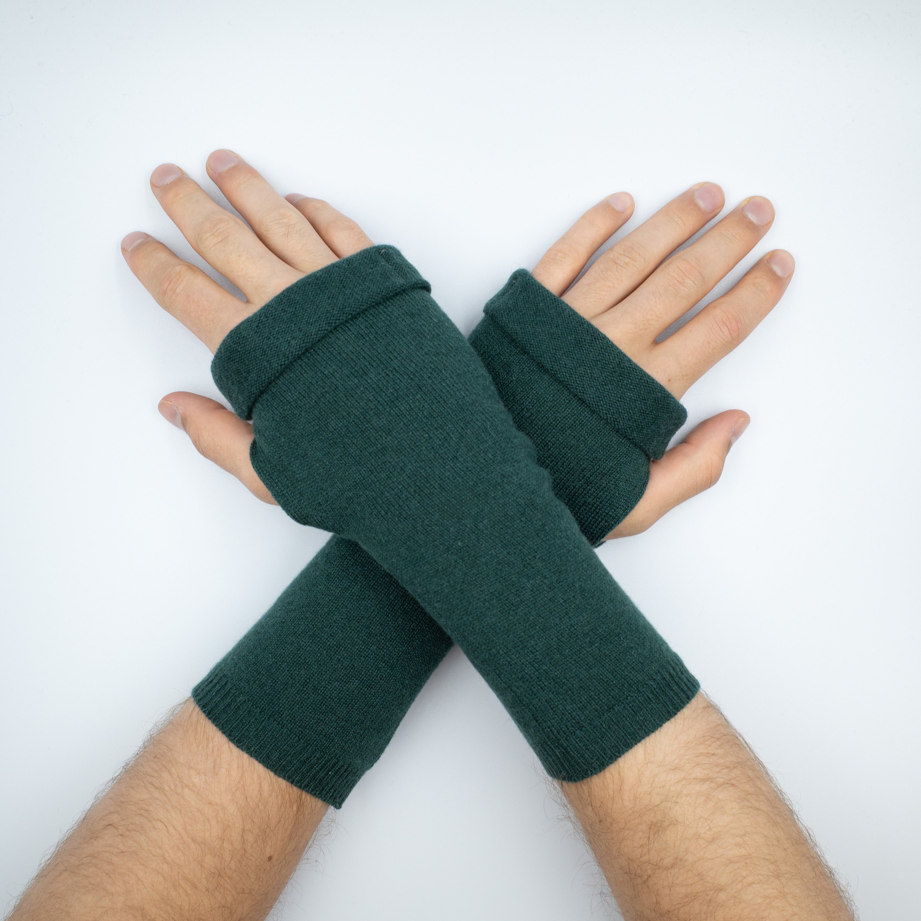 Men’s Bottle Green Fingerless Gloves