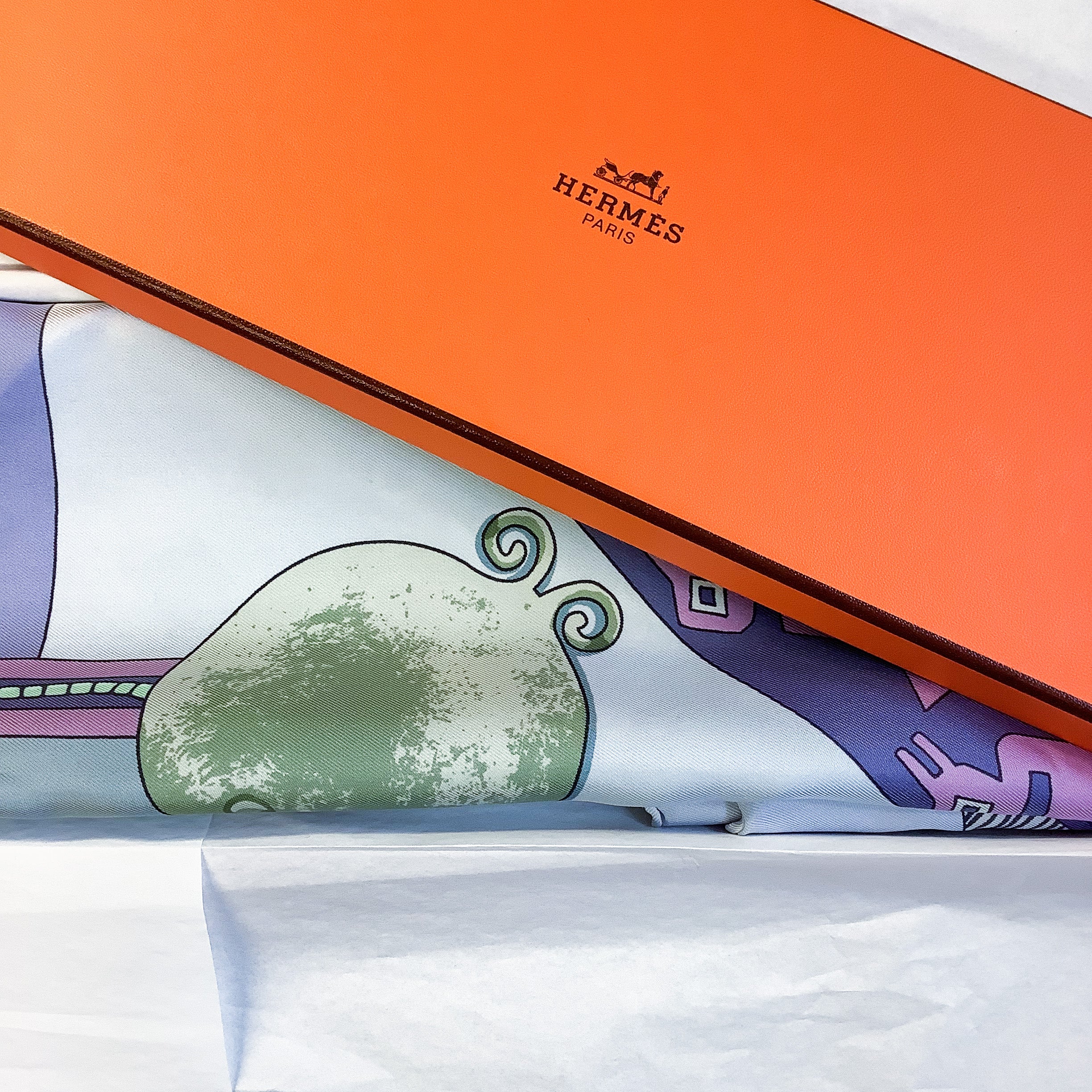 Boxed Hermes Huaca Piru Designer Silk Scarf