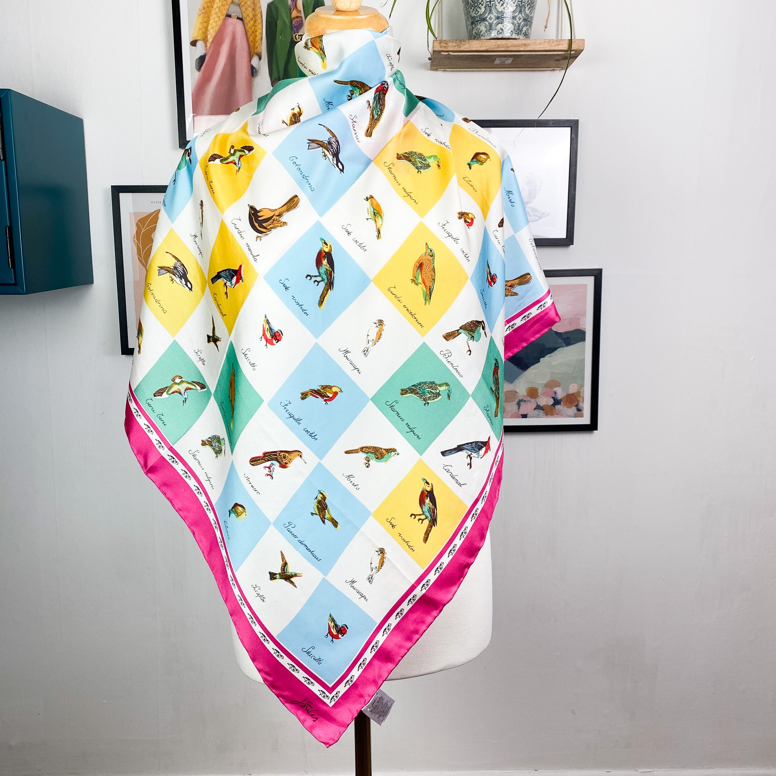 Joules Bird Design Silk Scarf