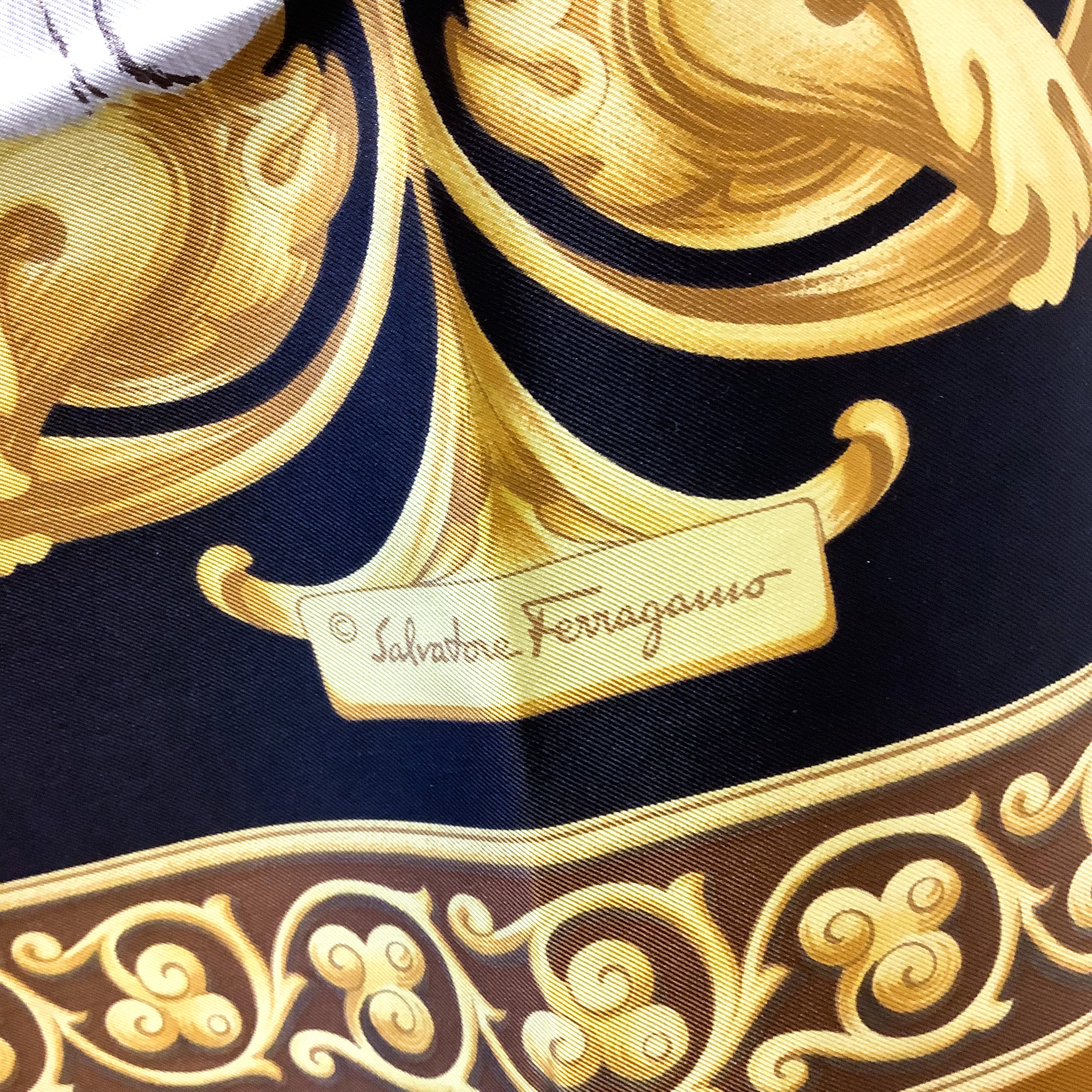 Salvatore Ferragamo Italian Designer Silk Scarf