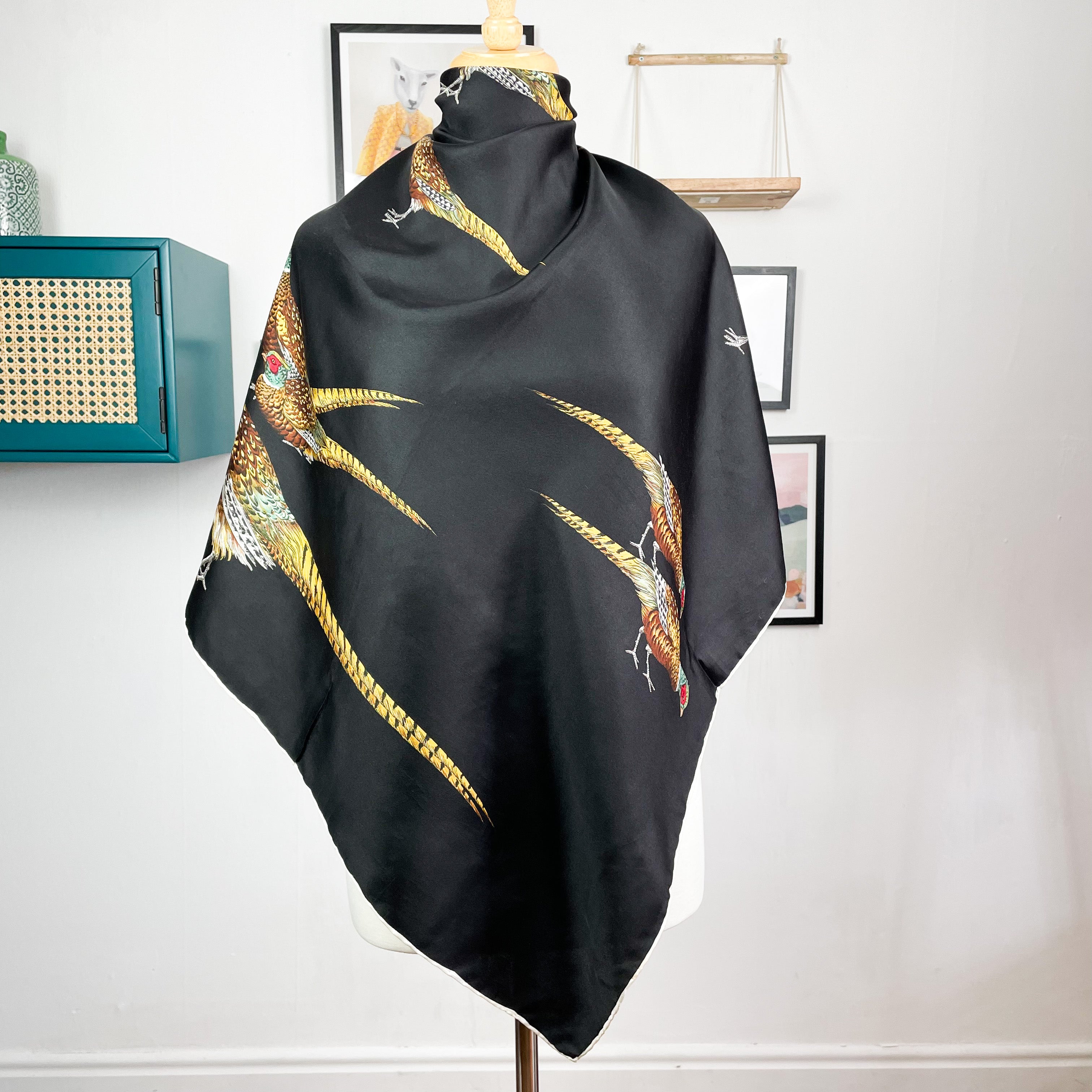 Pheasant Design Italian Vintage Silk Scarf