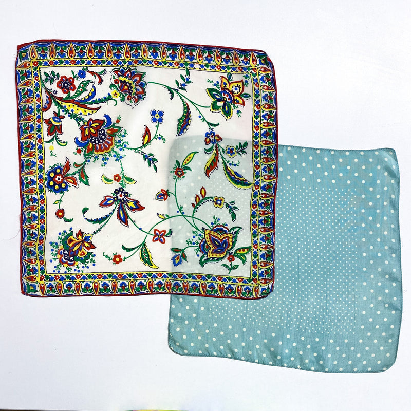 Pair of Small Vintage Silky Hankies