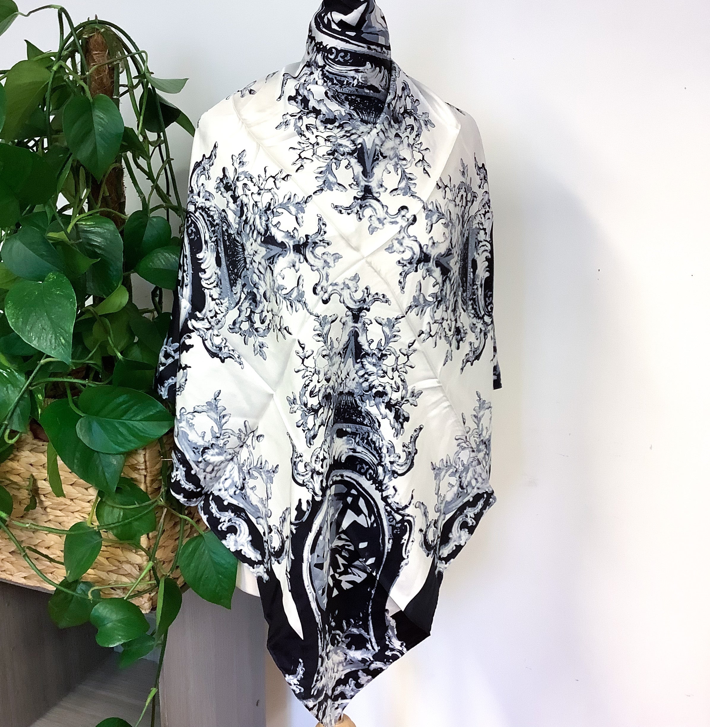 Brand New Italian Monochrome Silk Scarf