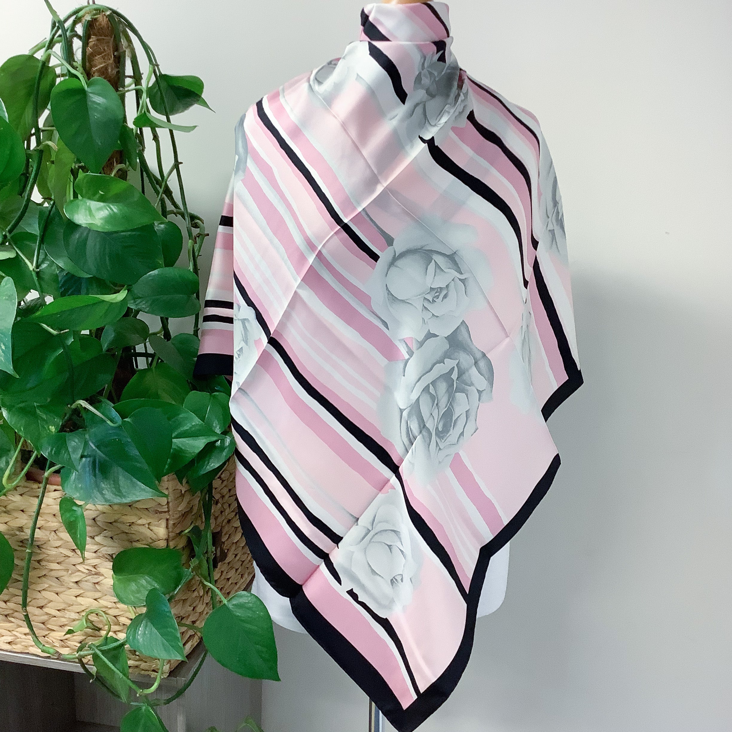 Italian Floral Design Silk Scarf