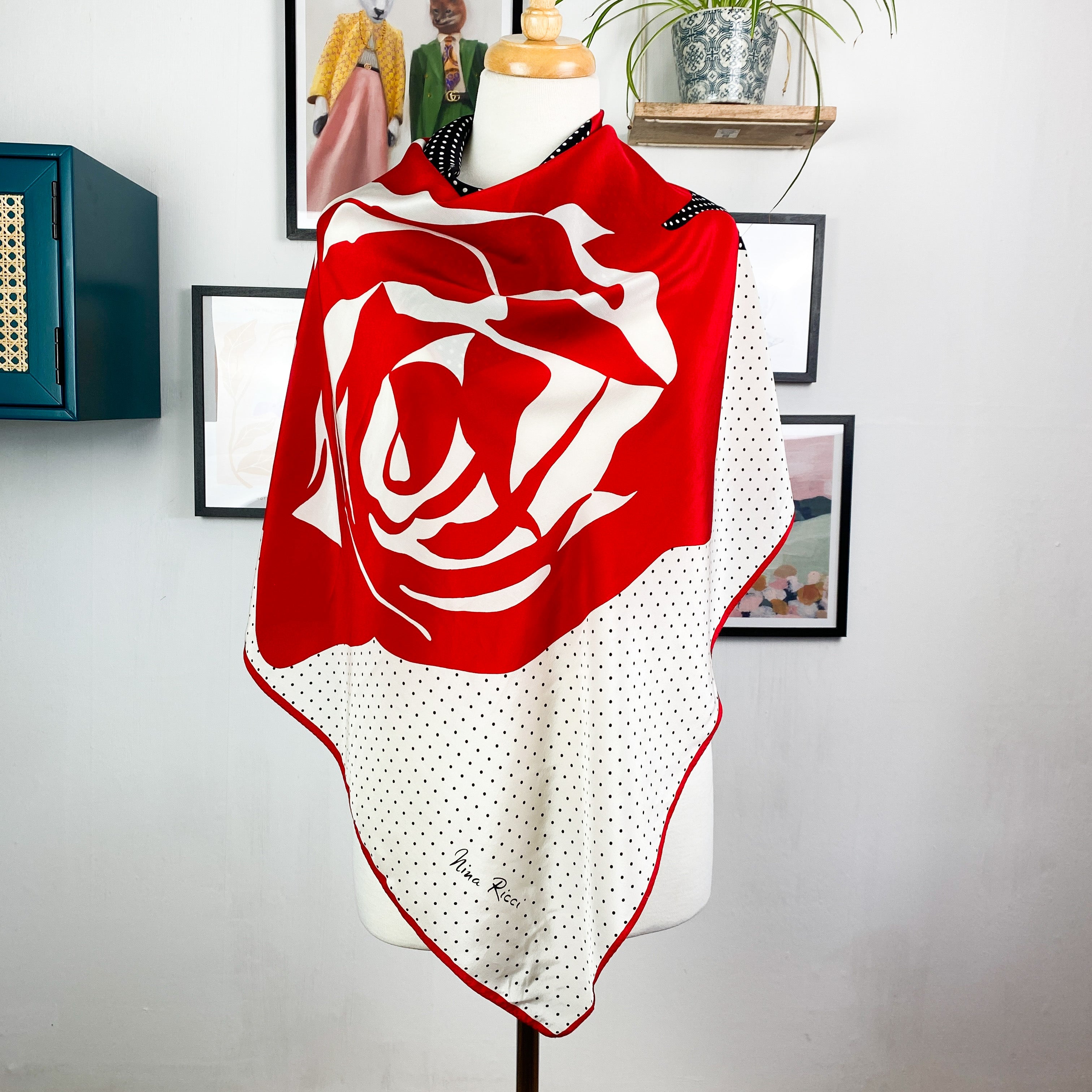 1970s Nina Ricci Designer Silk Scarf