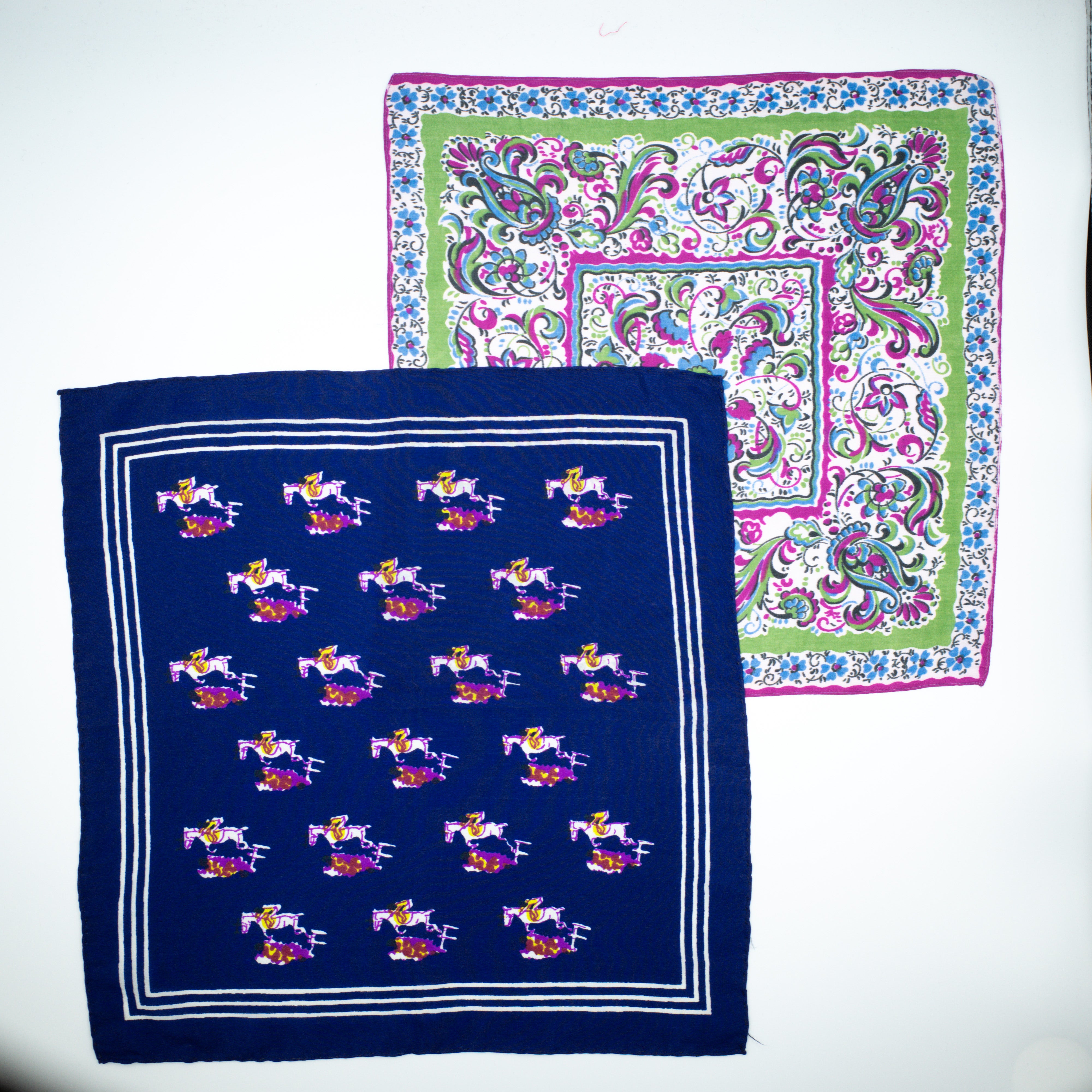 Pair of Small Vintage Silky Hankies