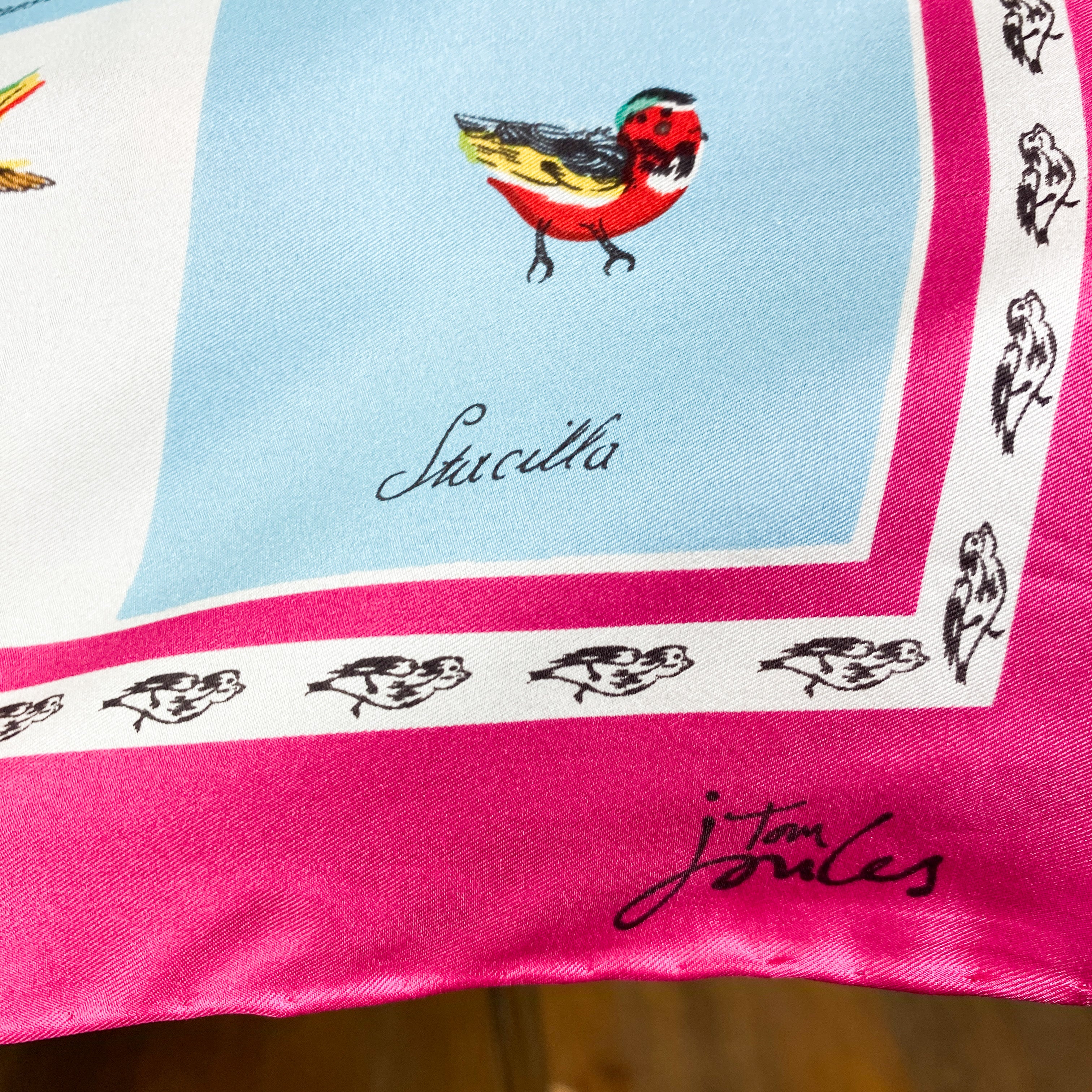Joules Bird Design Silk Scarf