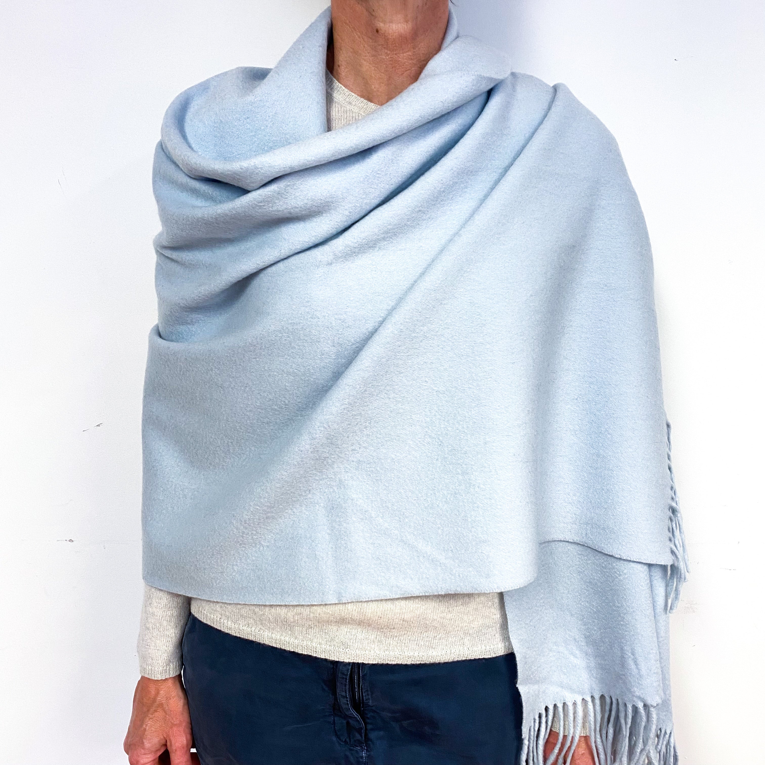 Super Soft Powder Blue Cashmere Wrap