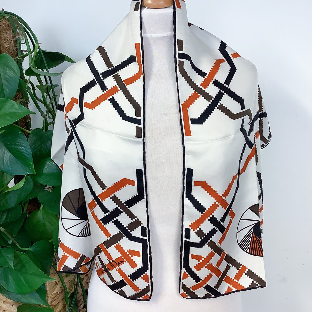 1970s Richard Allan Abstract Vintage Silk Scarf