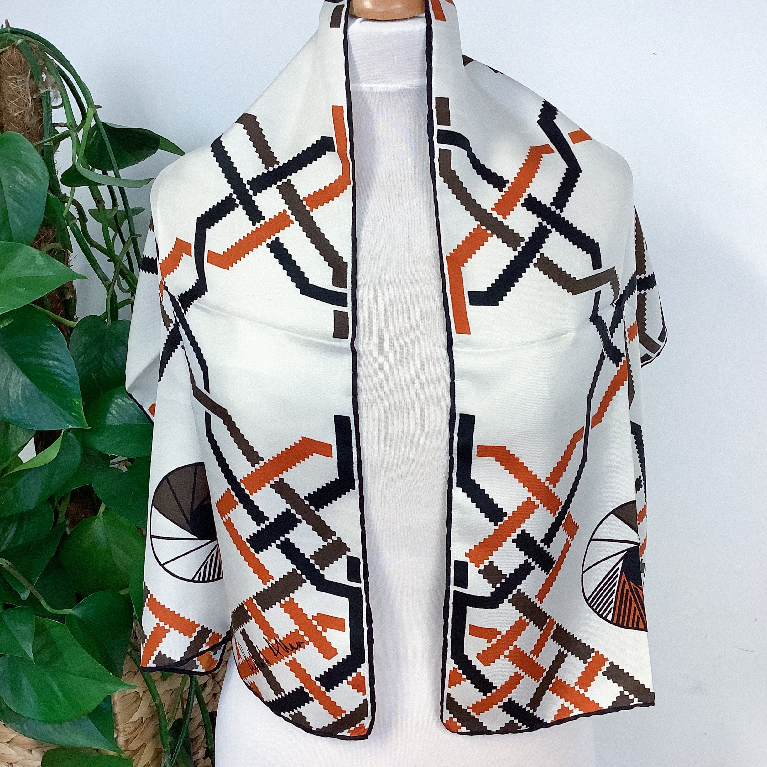 1970s Richard Allan Abstract Vintage Silk Scarf