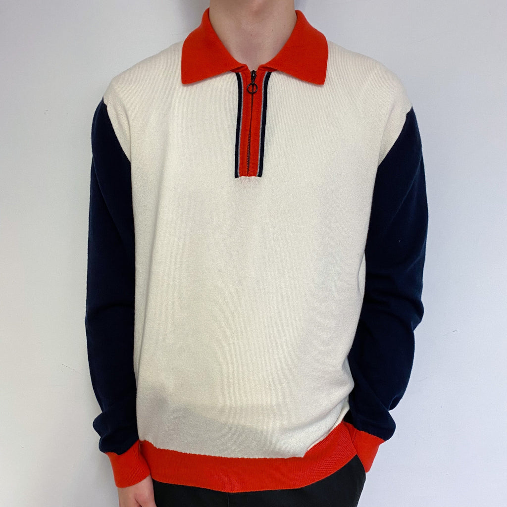 Men’s Brand New Collared Zip Neck Jumper Medium