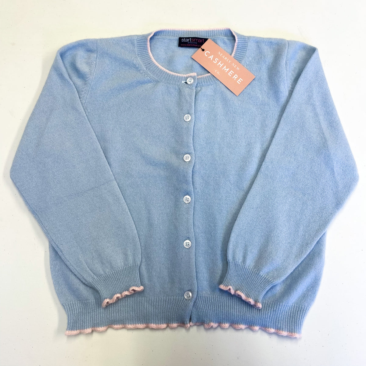 Children’s Pale Blue Cashmere Crew Neck Cardigan Age 10