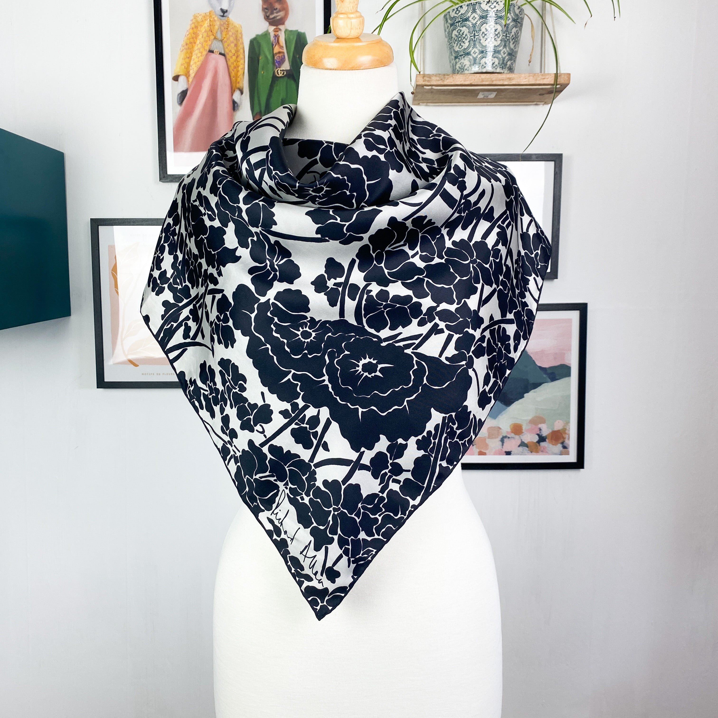 1970s Richard Allan Floral Vintage Silk Scarf