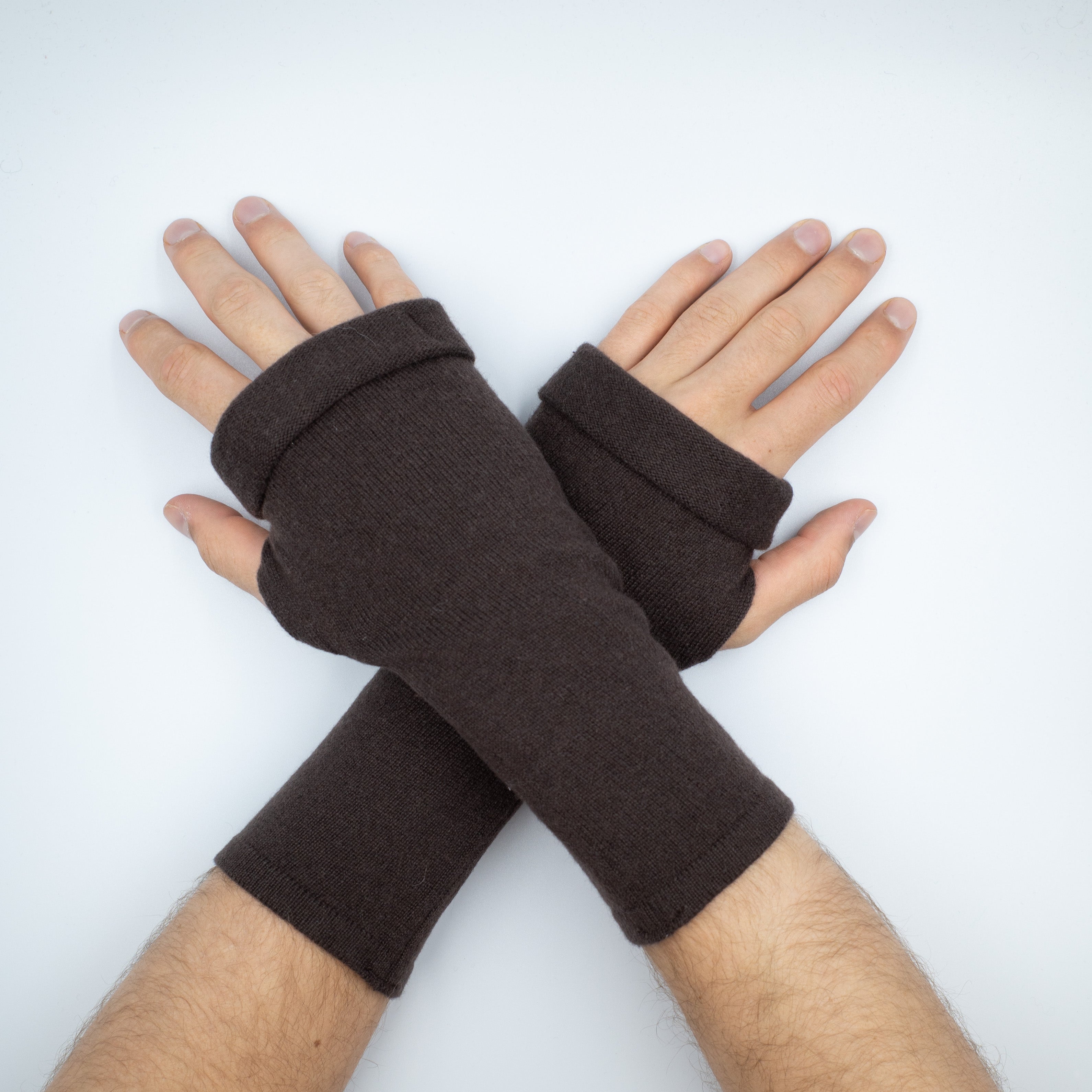 Men’s Dark Brown Fingerless Gloves