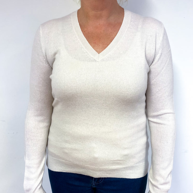 Winter White V Neck Jumper Large
