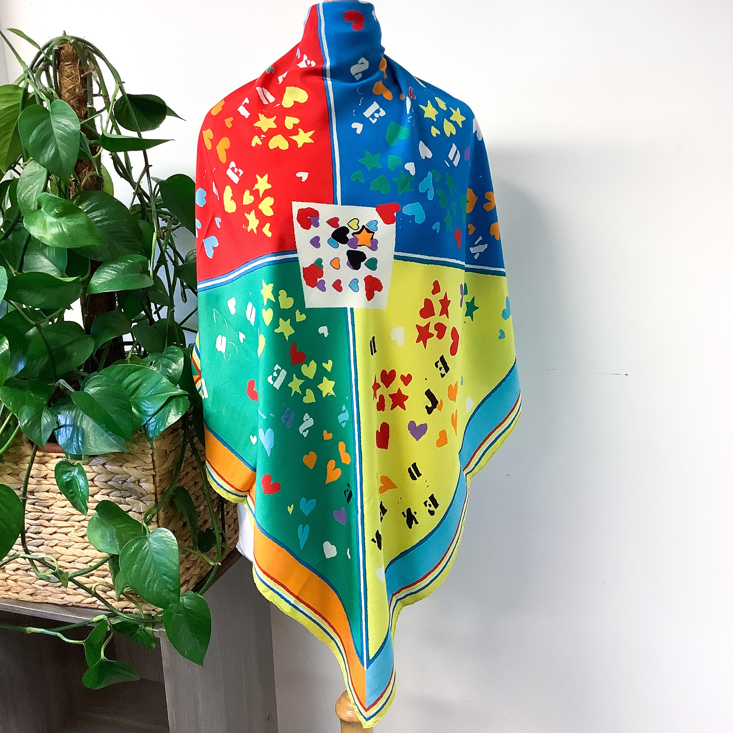 Colourful Italian Crêpe Vintage Silk Scarf